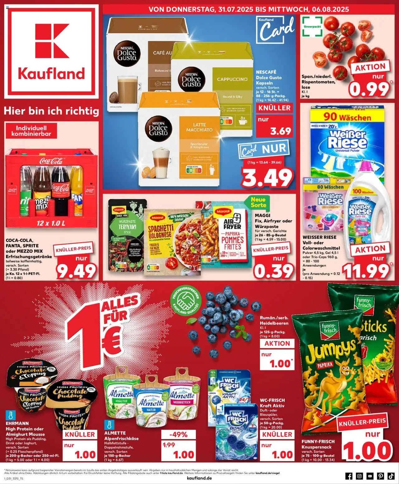 Kaufland Prospekt 	 - gültig ab dem 31.07.2025 | Seite: 1 | Produkte: Mezzo mix, Cola, Heidelbeeren, Paprika