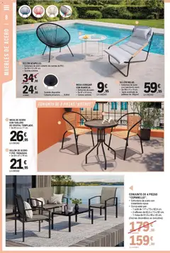 Vista previa E.Leclerc Al Aire Libre válido desde el 27.04.2026 | Página: 8 | Productos: Muebles, Mesa auxiliar, Sillón, Mesa