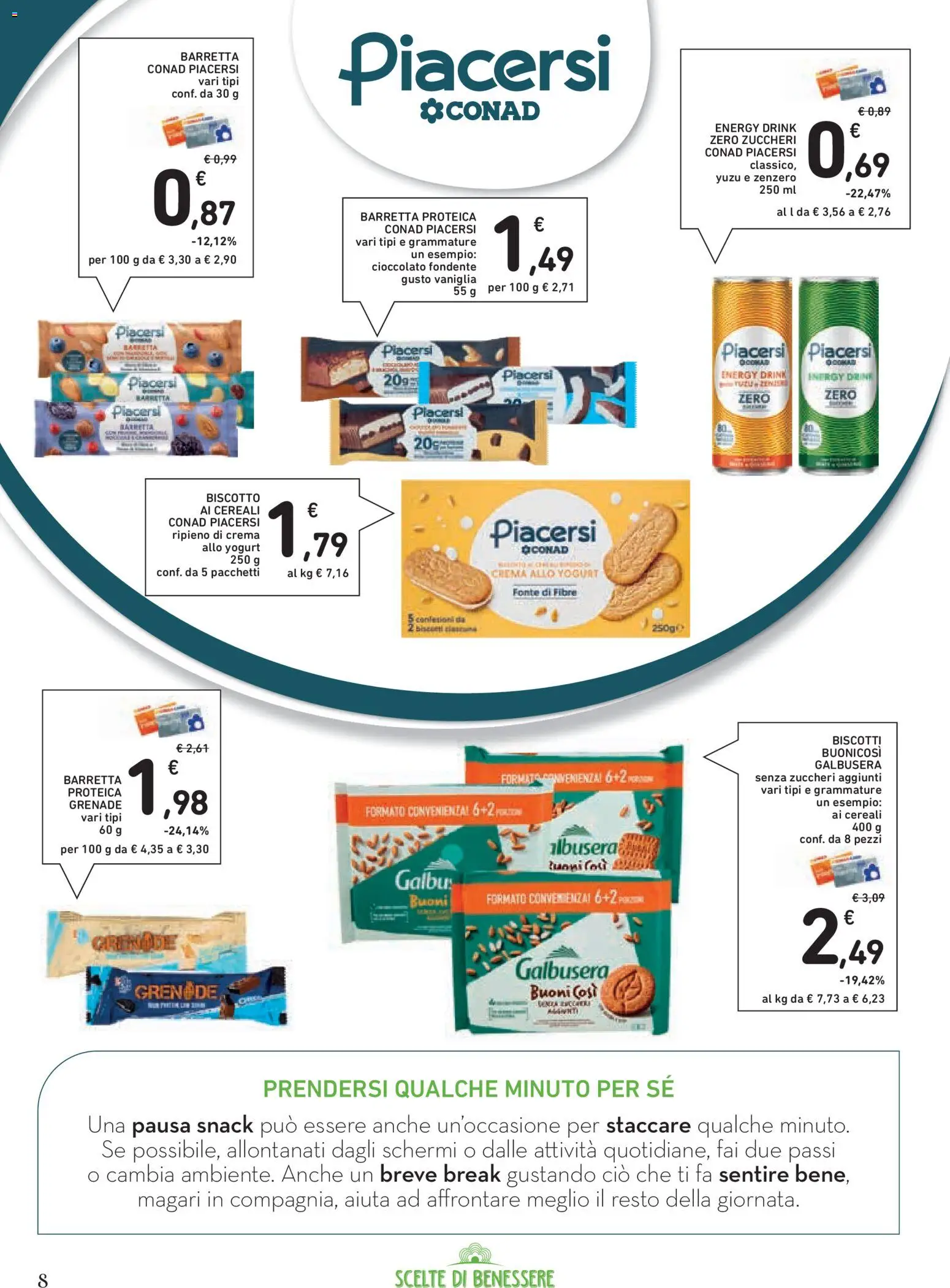 Volantino Conad del 23.04.2026 | Pagina: 8 | Prodotti: Yogurt, Cioccolato, Cereali, Biscotti