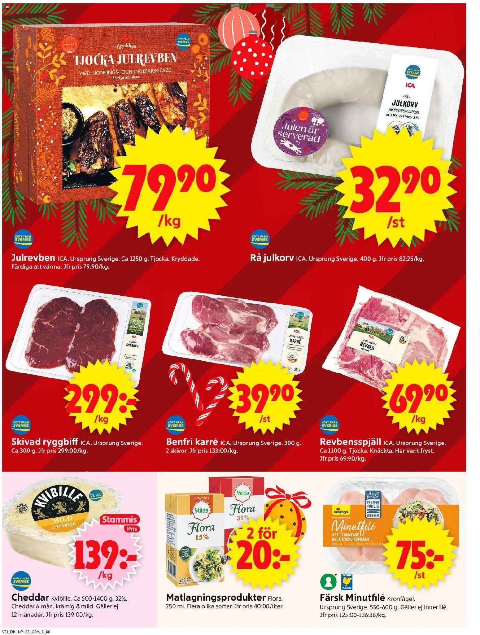 ICA Supermarket reklamblad aktuell från 15.12.2025 | Sida: 8 | Produkter: Revbensspjäll, Galler, Cheddar