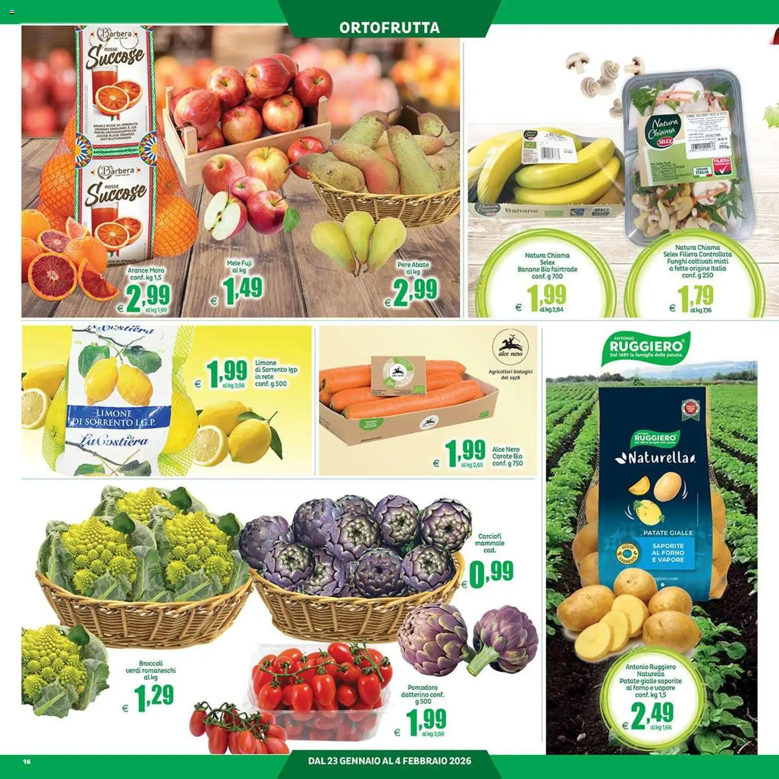 Volantino Elite Supermercati del 23.01.2026 | Pagina: 16 | Prodotti: Patate, Carote, Limone, Carciofi