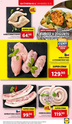 Lidl leták od 19.06.2025 | Strana: 13 | Produkty: Vinná klobása, Klobása, Stehenní řízky, Kuchyně