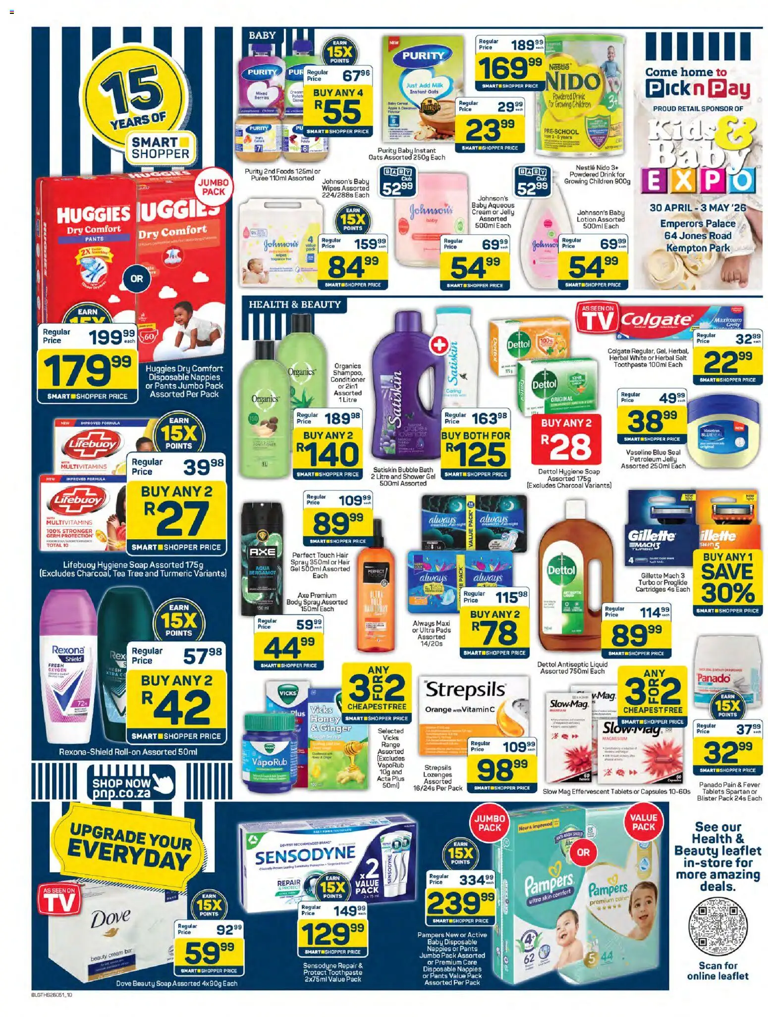 New Pick n Pay catalogue – valid from 24.04.2026 | Page: 10 | Products: Bath, Milk, Petroleum jelly, Nappies