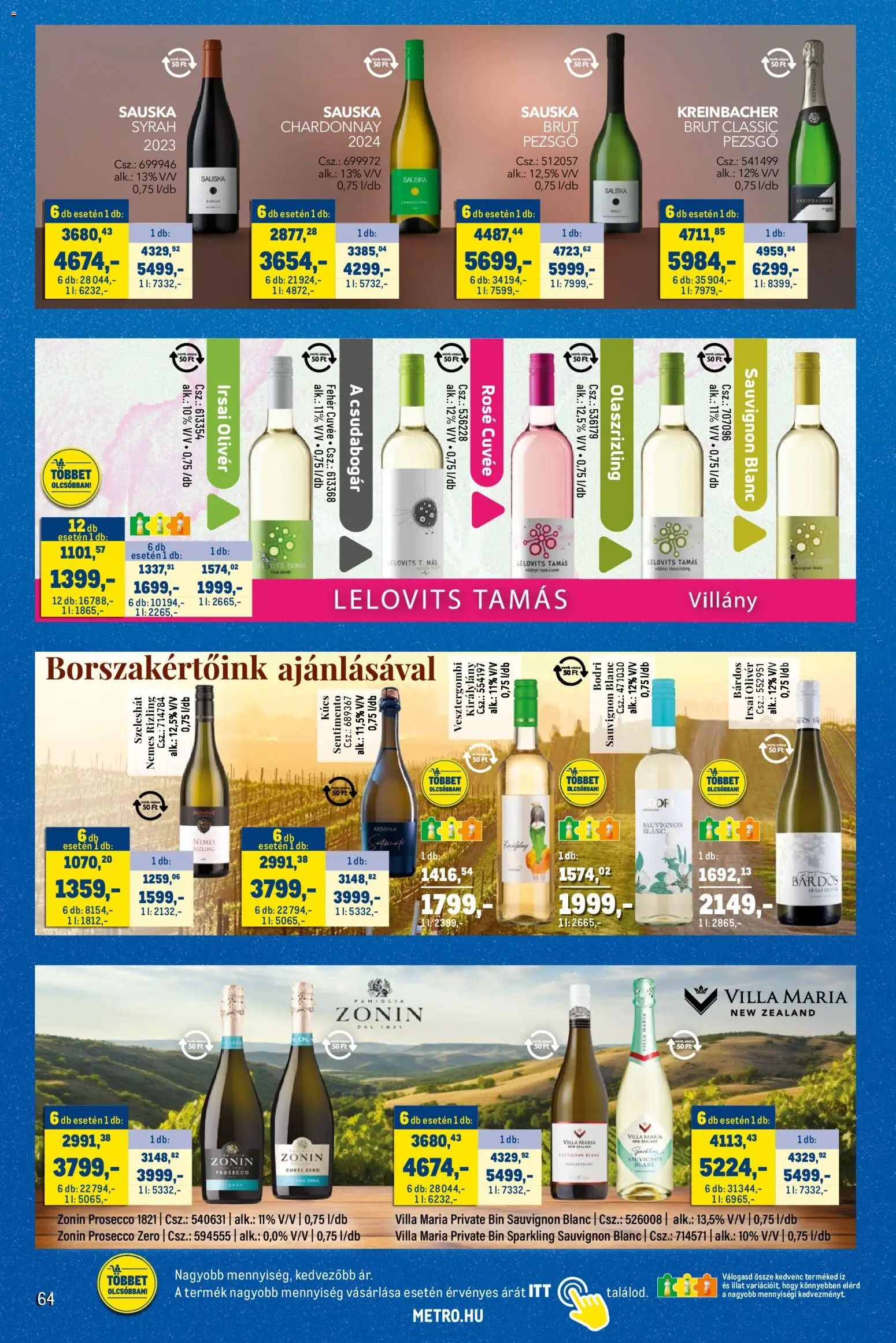 Metro akciós ujság - amely érvényes a következő dátumtól: 03.03.2026 | Oldal: 64 | Termékek: Pezsgő, Só