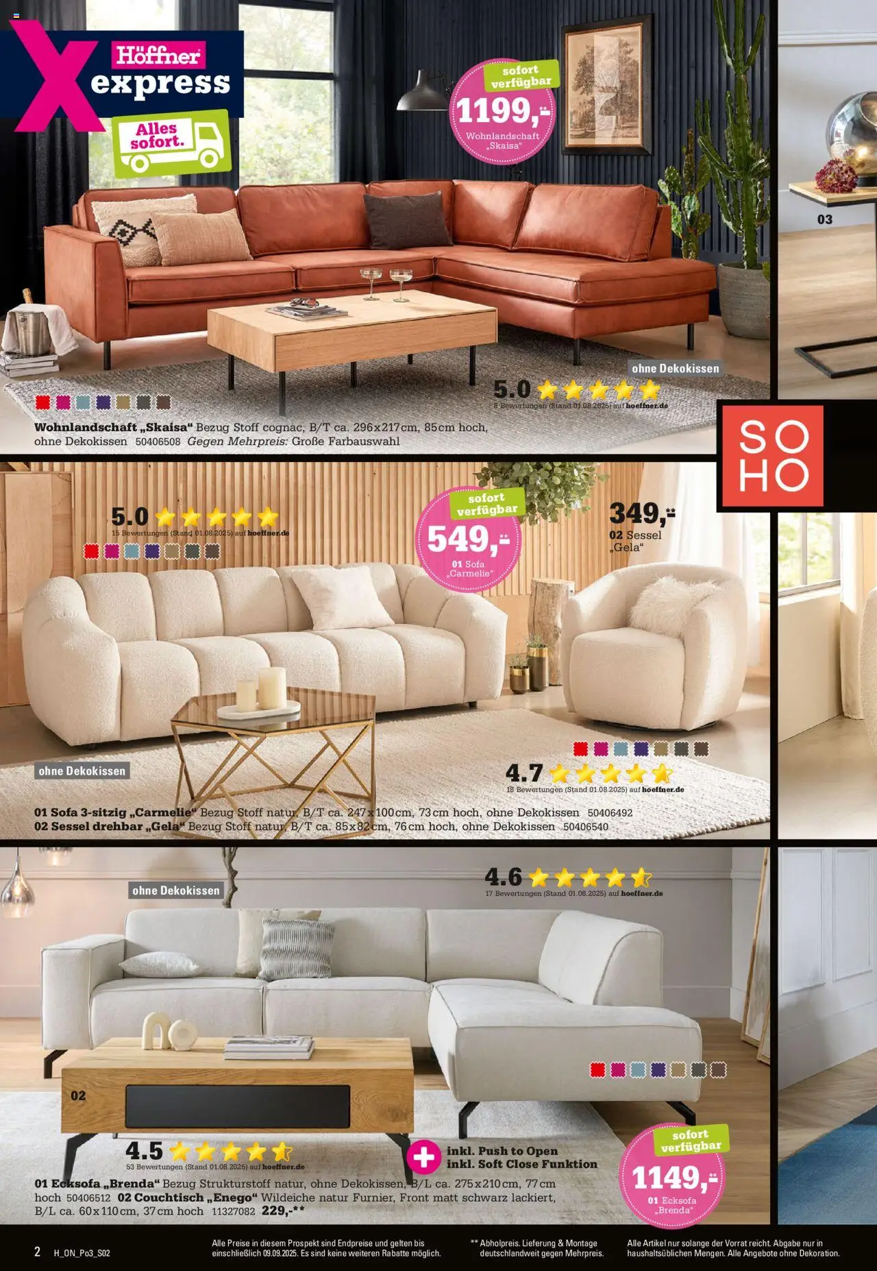 Höffner - Polster Spezial - gültig ab dem 27.08.2025 | Seite: 2 | Produkte: Wohnlandschaft, Ecksofa, Sessel, Couchtisch