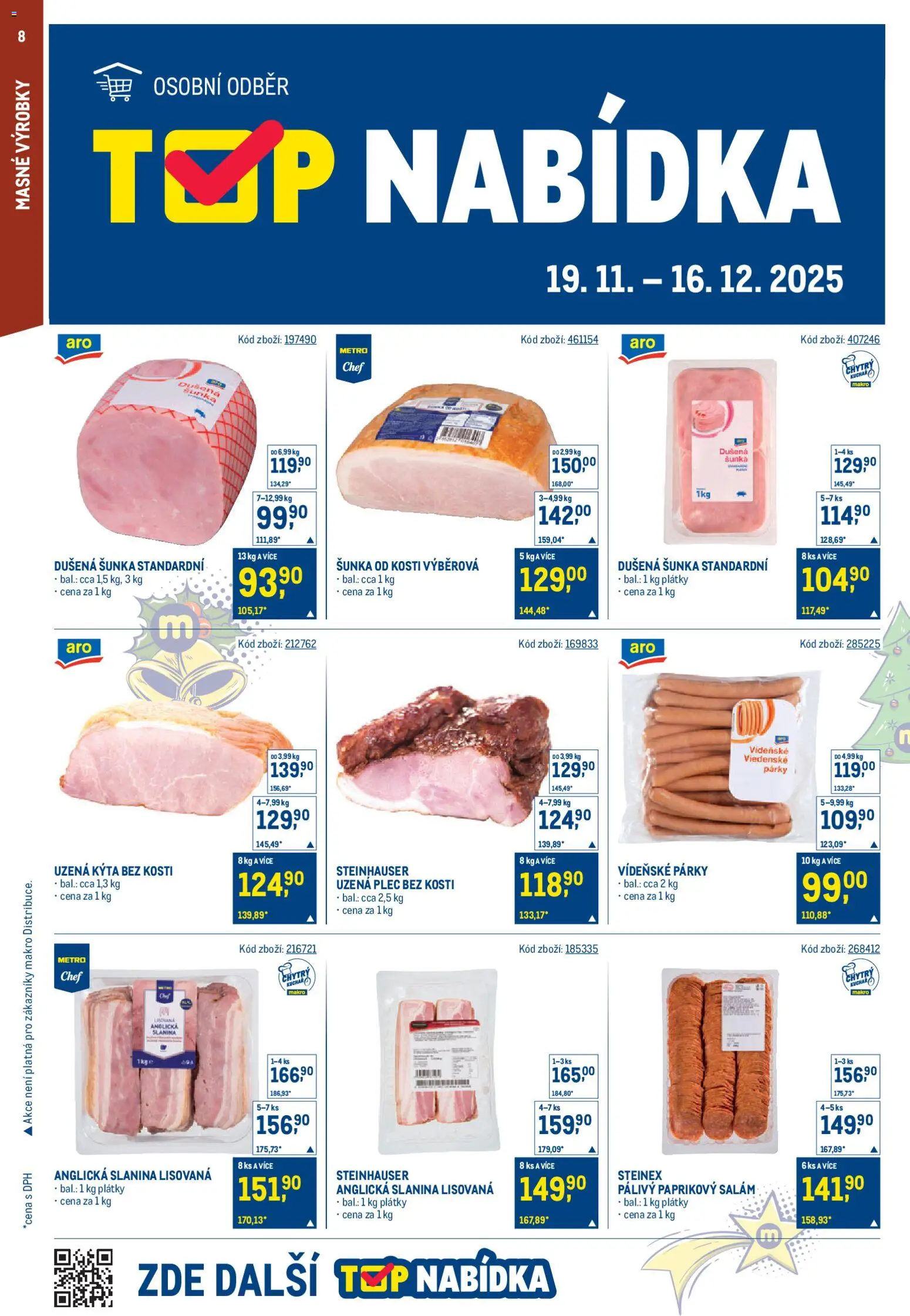 Makro leták - Gastronomie od 19.11.2025 | Strana: 8 | Produkty: Šunka, Párky, Uzená kýta, Slanina