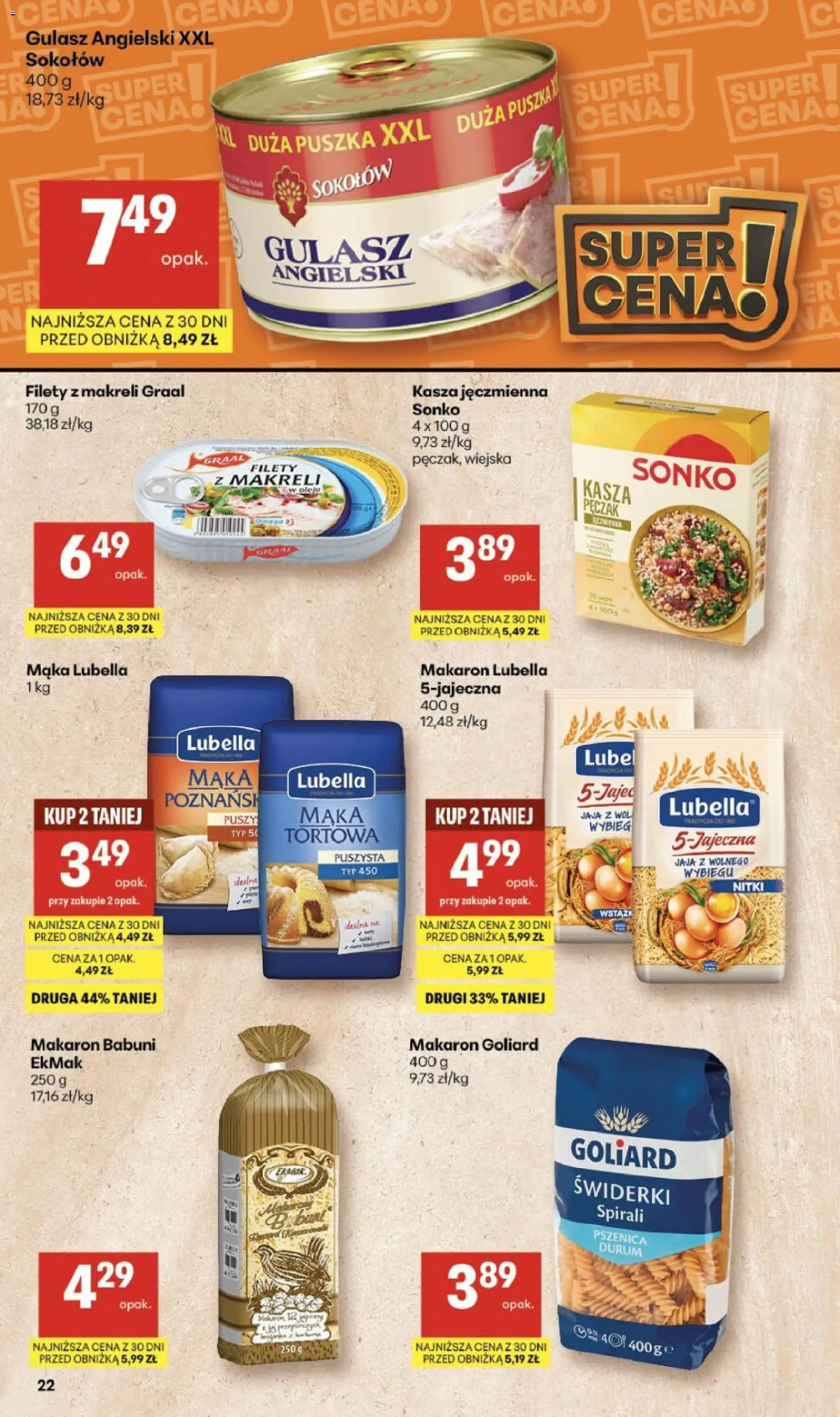 Delikatesy Centrum Gazetka - Sklepy Własne od 26.02.2026 | Strona: 22 | Produkty: Kasza, Kasza jęczmienna, Makaron, Jaja