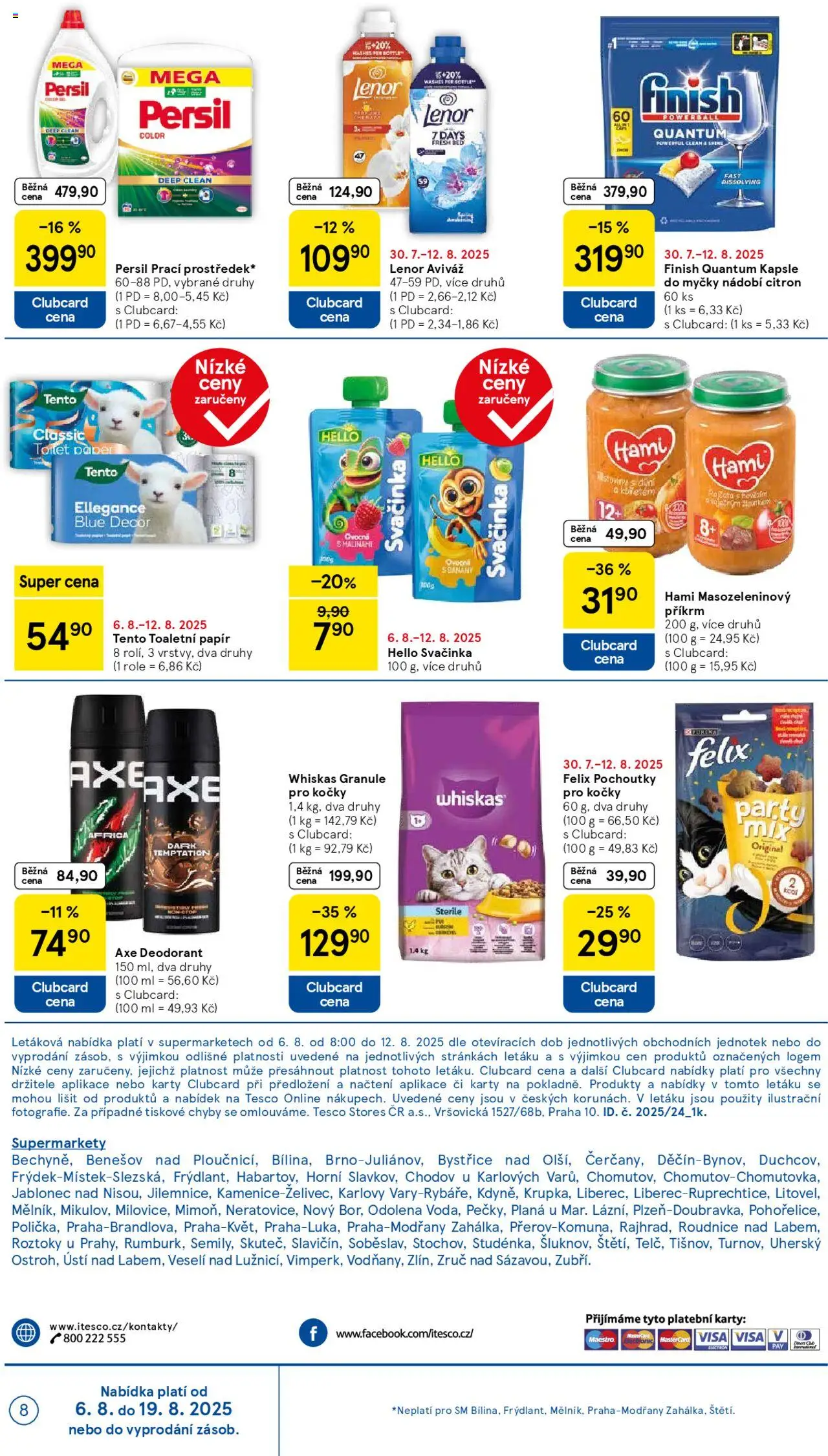 Tesco leták - Supermarket od 06.08.2025 | Strana: 8 | Produkty: Felix, Aviváž, Karty, Persil