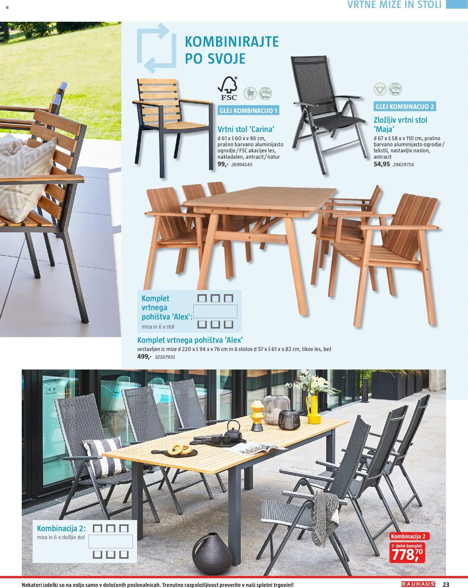 Novi Bauhaus katalog ponudbe – veljaven od 22.04.2026 | Stran: 23 | Izdelki: Vrtni stol, Miza, Stol