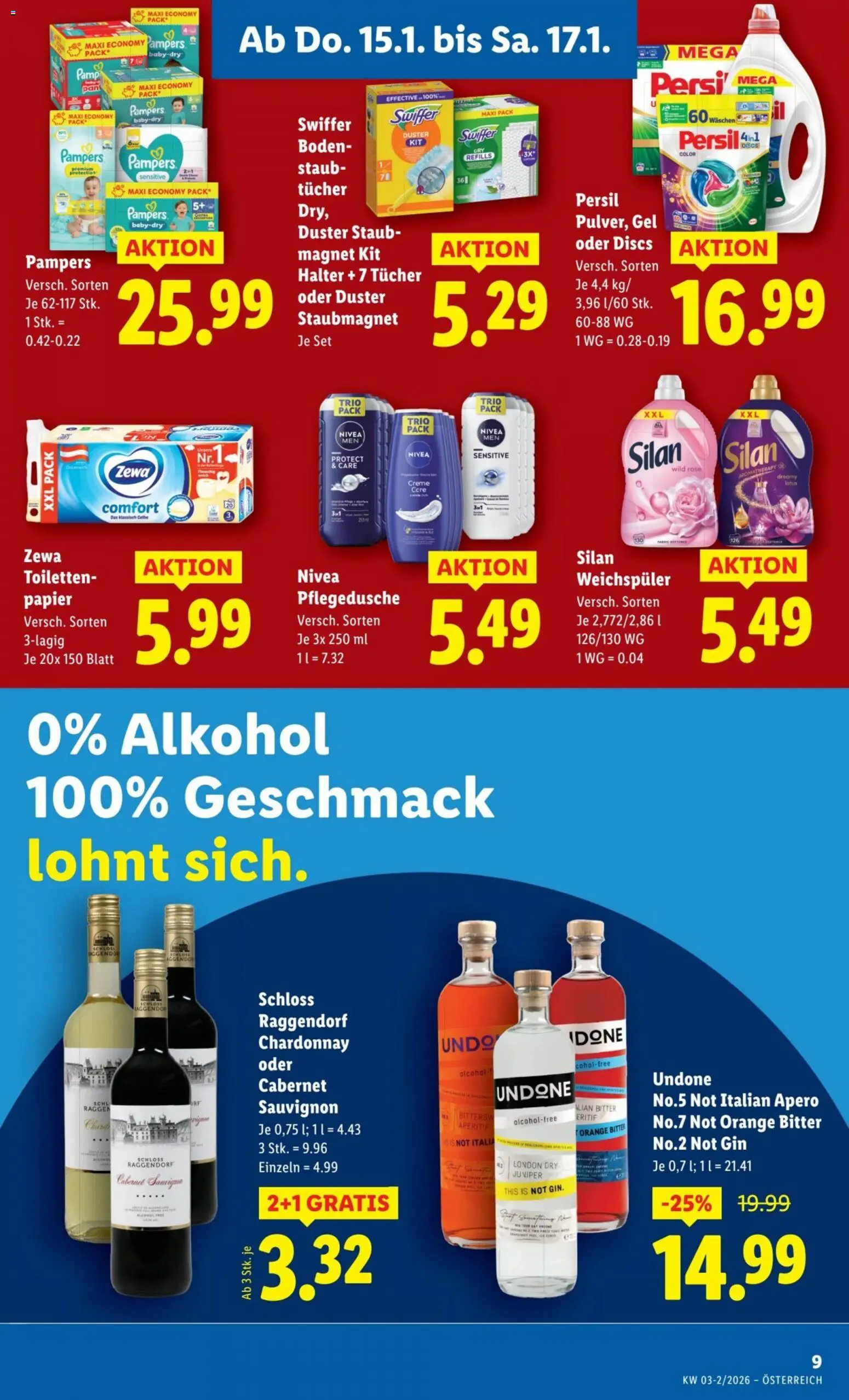 Lidl Flugblatt gültig ab 15.01.2026 | Seite: 30 | Produkte: Gin, Pampers, Creme, Weichspüler