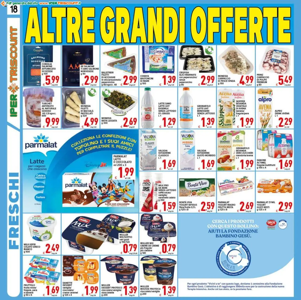 Volantino Ipertriscount del 25.07.2025 | Pagina: 18 | Prodotti: Salmone, Latte, Alici, Stracciatella