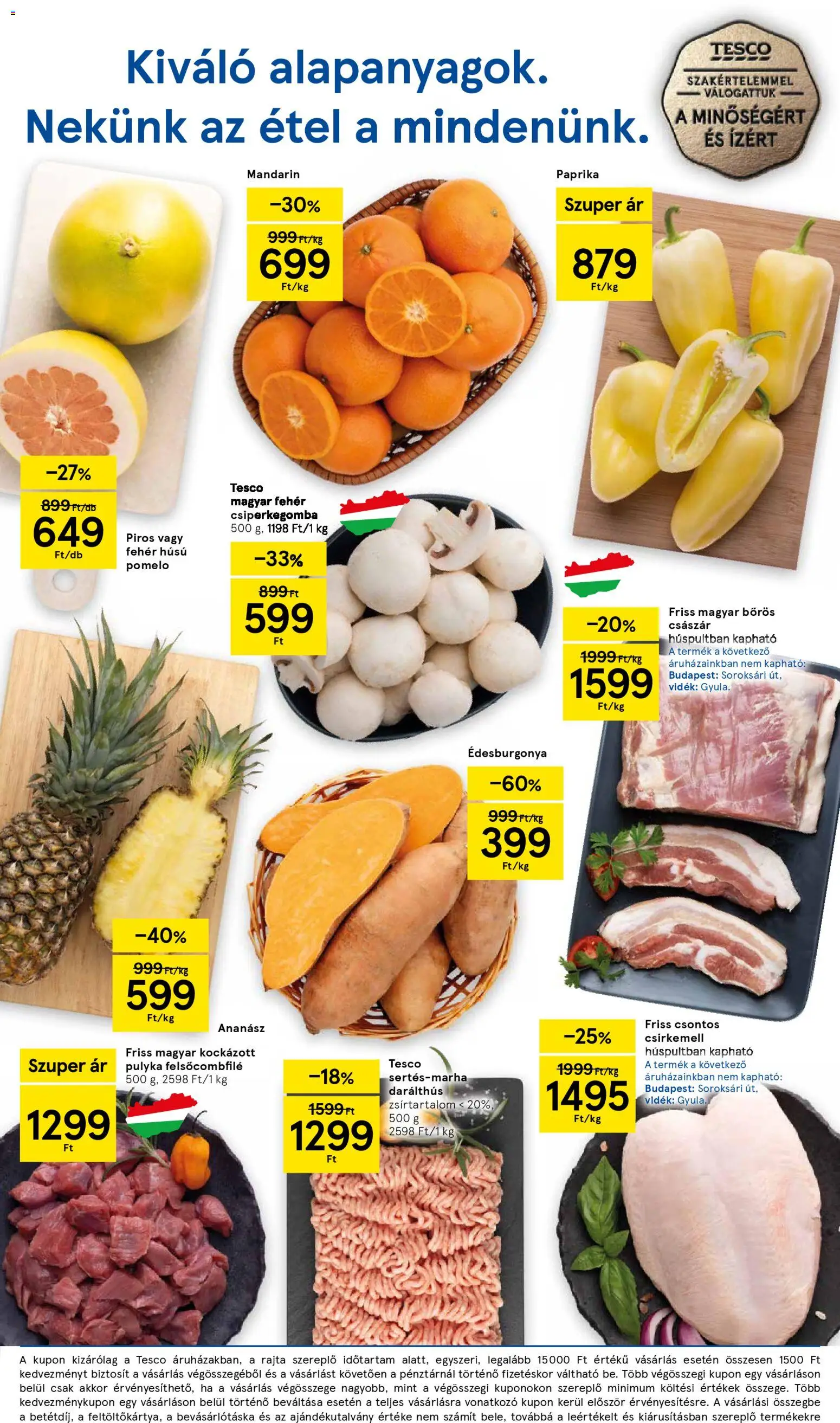 Tesco akciós ujság - amely érvényes a következő dátumtól: 11.12.2025 | Oldal: 2 | Termékek: Csiperkegomba, Pomelo, Ananász, Mandarin