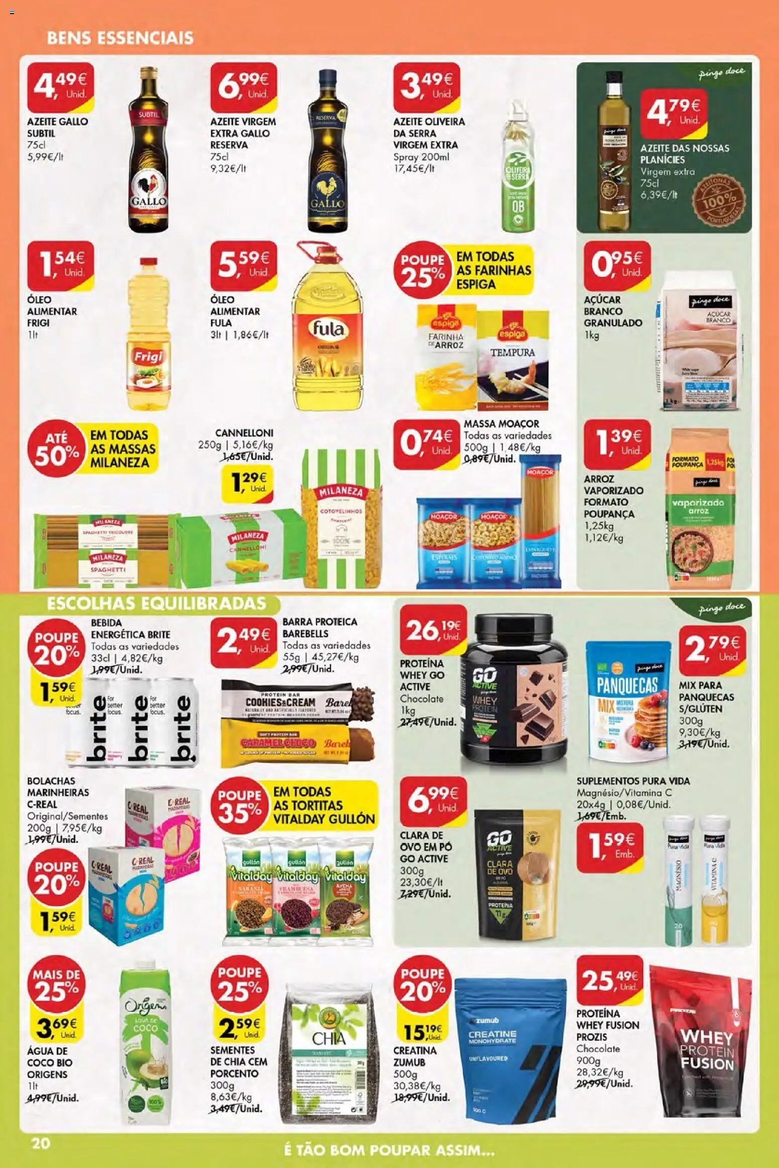 Pingo Doce Poupe Esta Semana Açores │ válido de 19.03.2026 | Página: 20 | Produtos: Óleo, Vitamina c, Açúcar, Massa