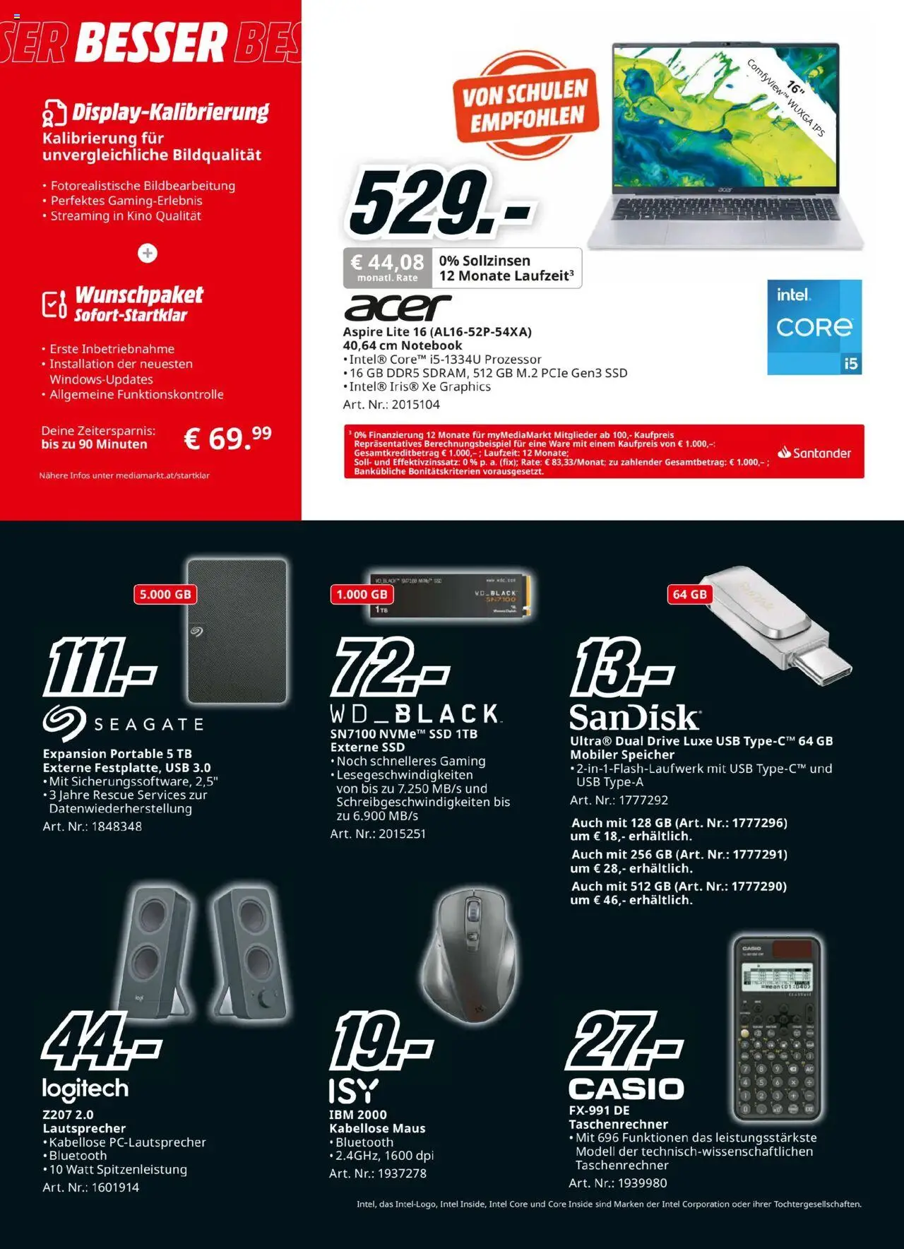 Media Markt Angebote gültig ab 24.08.2025 | Seite: 4 | Produkte: Maus, Lautsprecher, USB, Taschenrechner
