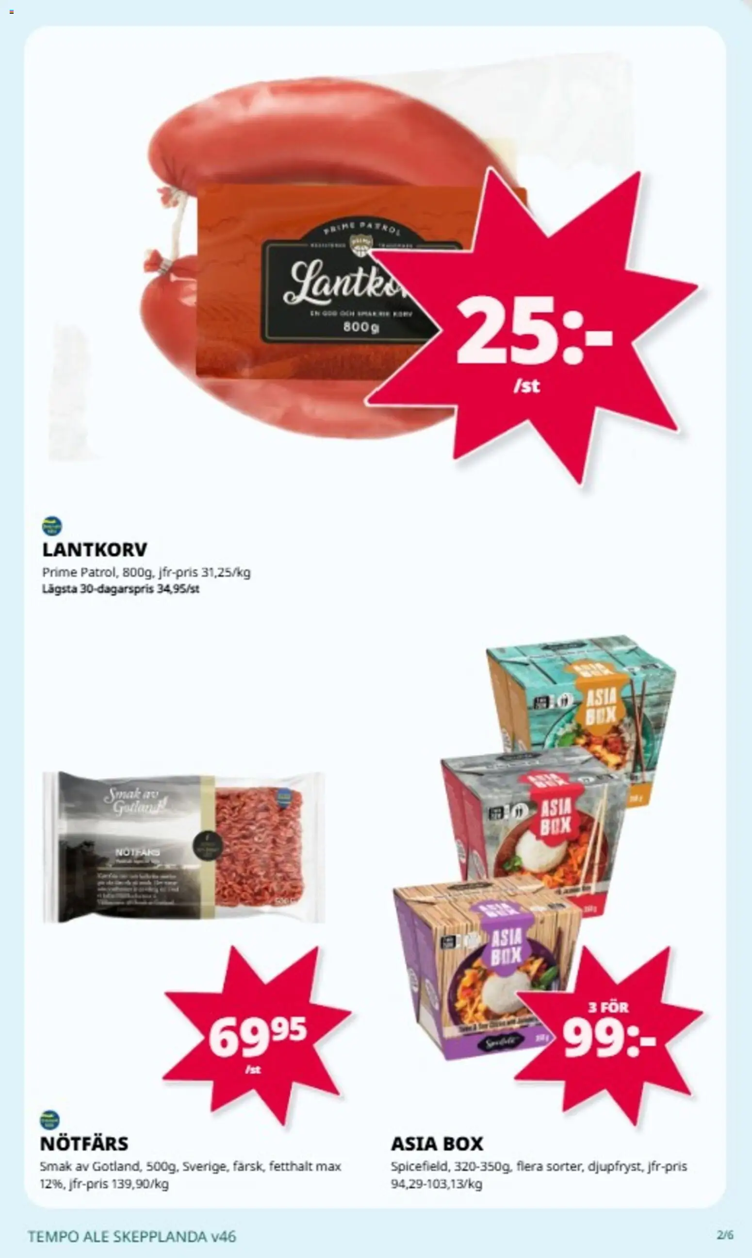 Tempo reklamblad aktuell från 10.11.2025 | Sida: 2 | Produkter: Nötfärs