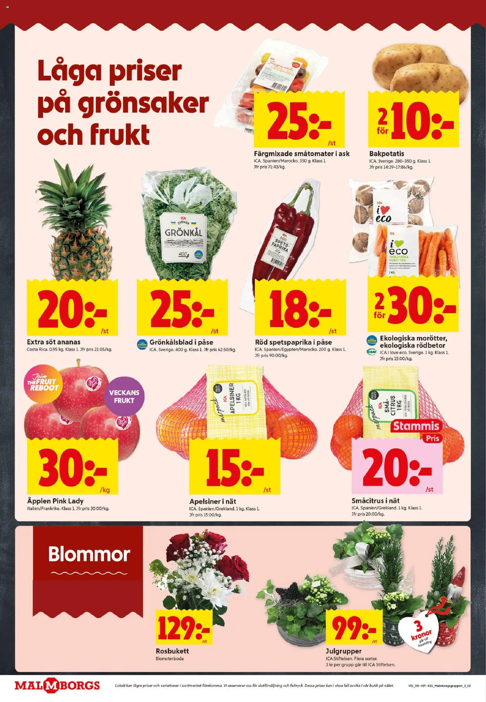 ICA Kvantum reklamblad aktuell från 15.12.2025 | Sida: 2 | Produkter: Bakpotatis, Äpplen, Apelsiner, Ananas