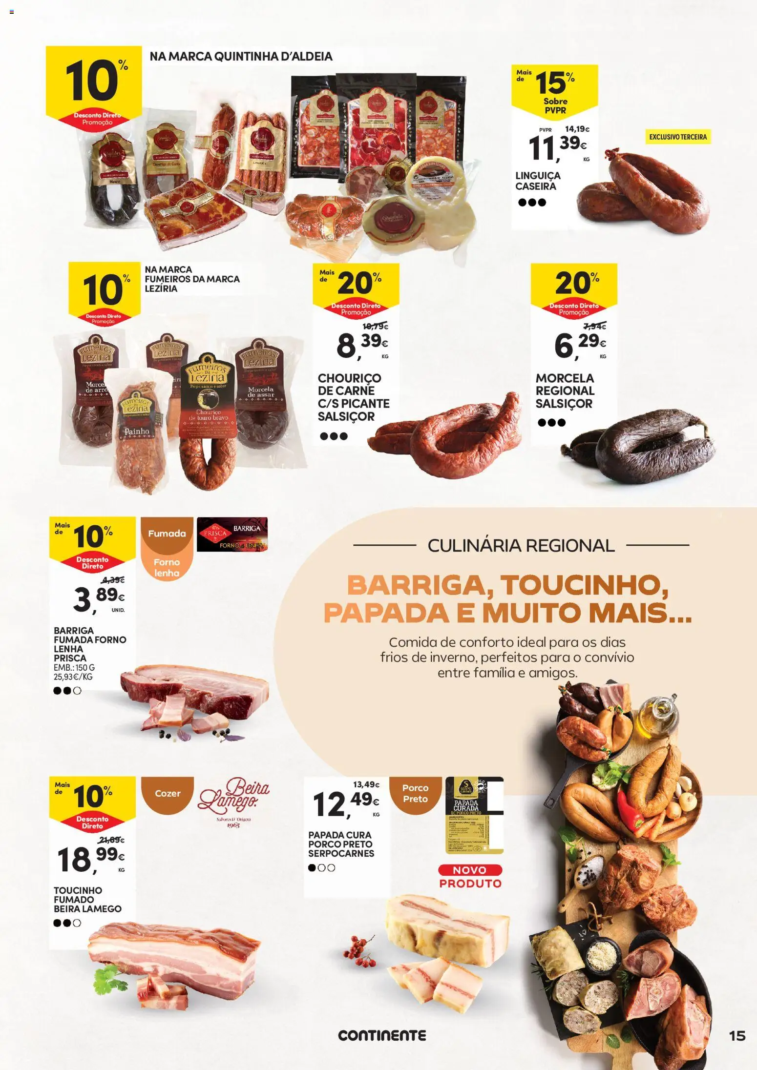 Continente - Açores Queijos, Enchidos e Vinhos │ válido de 03.02.2026 | Página: 15 | Produtos: Bacon, Linguiça, Chouriço, Carne