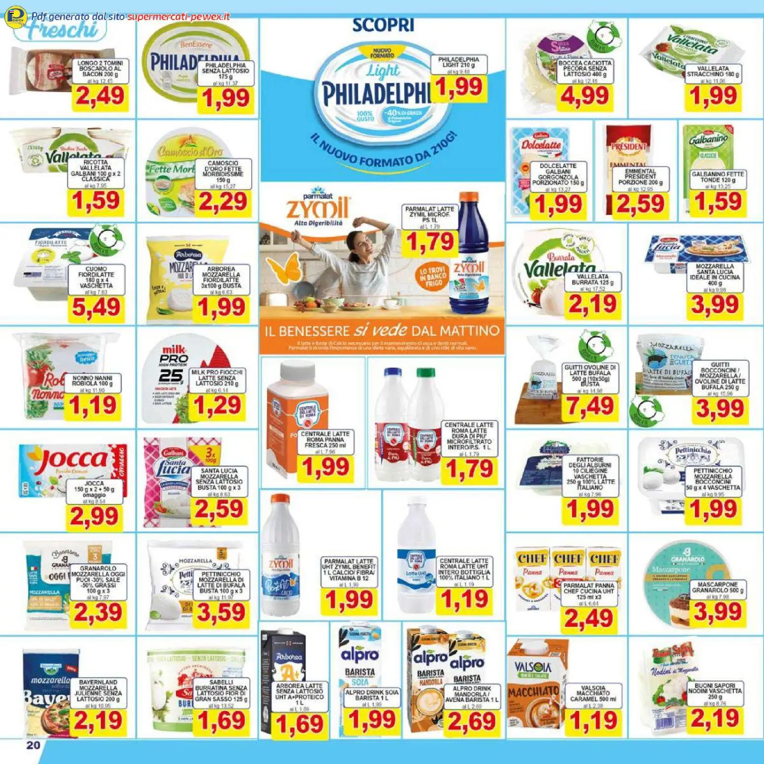 Volantino Pewex del 16.01.2026 | Pagina: 20 | Prodotti: Panna, Latte, Robiola, Bottiglia