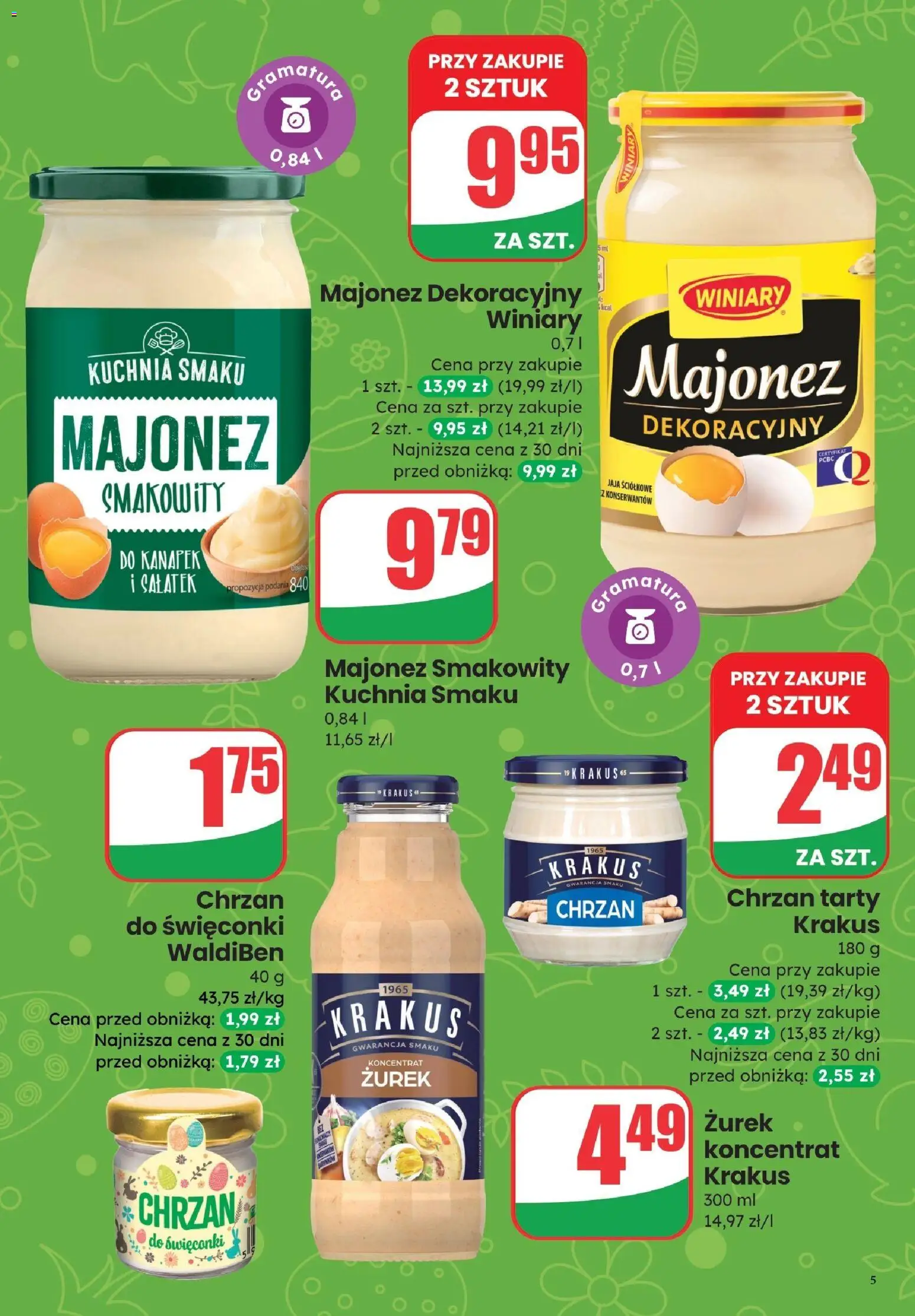 Dino gazetka - Słodka Wielkanoc od 02.04.2026 | Strona: 5 | Produkty: Zurek, Chrzan, Majonez, Jaja