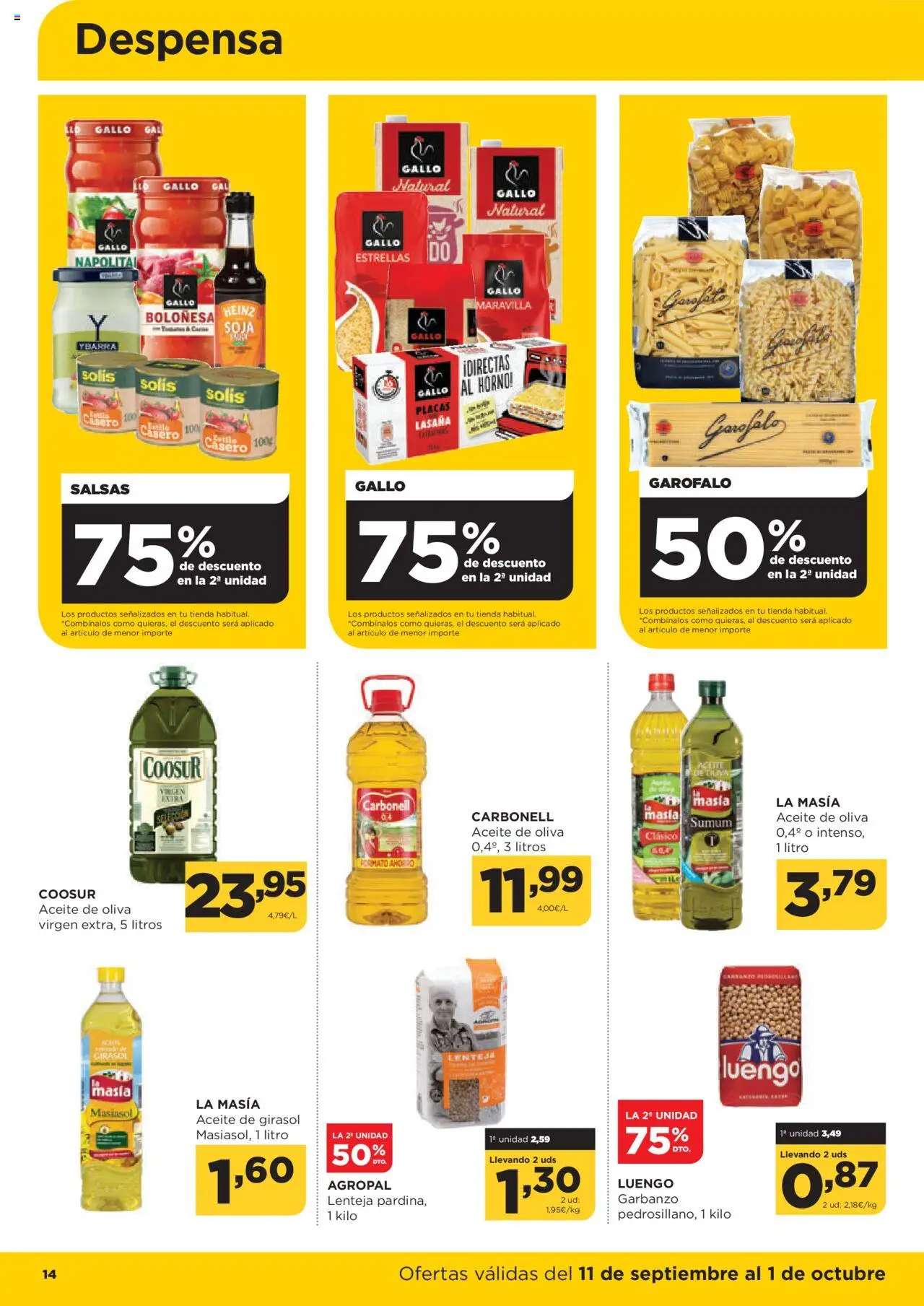 Alimerka folleto Asturias │ válido desde el 02.10.2025 | Página: 14 | Productos: Aceite, Aceite de oliva, Horno, Lasaña