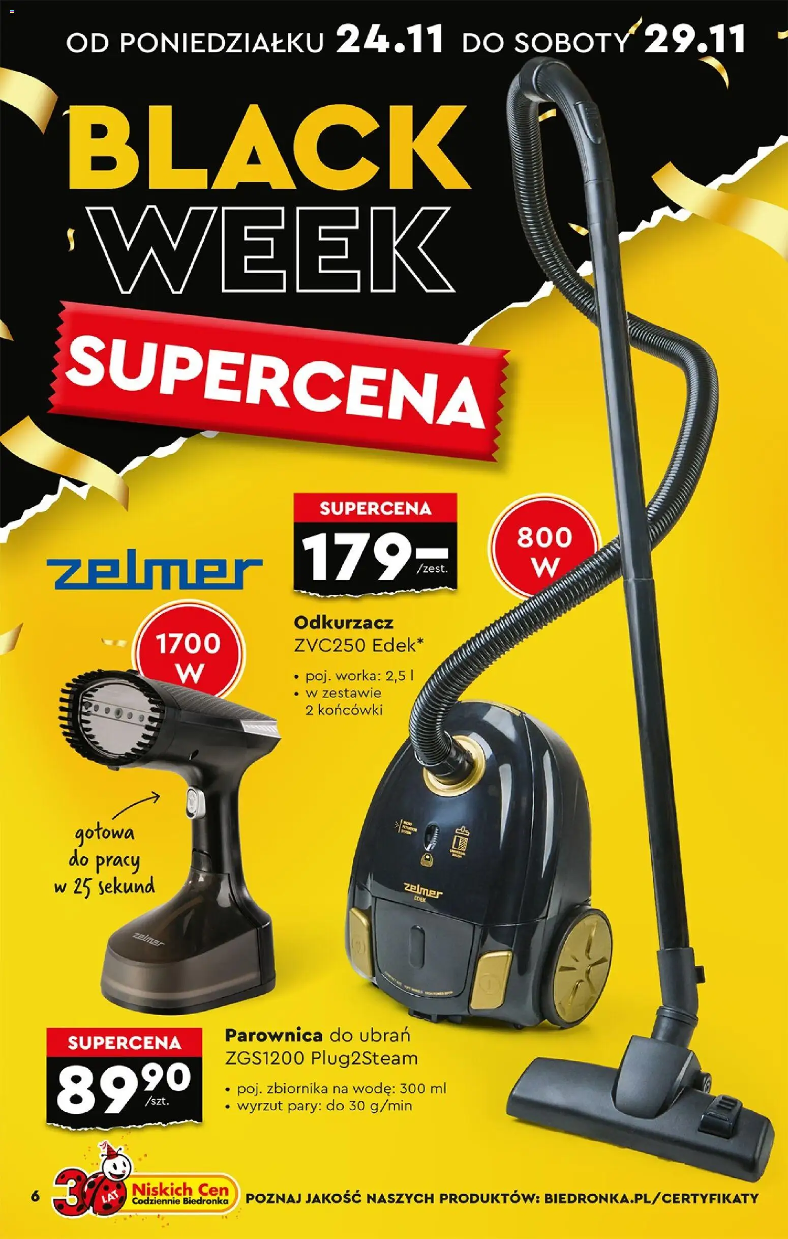 Biedronka Black Friday od 24.11.2025 | Strona: 8 | Produkty: Odkurzacz, Cleaner, Parownica