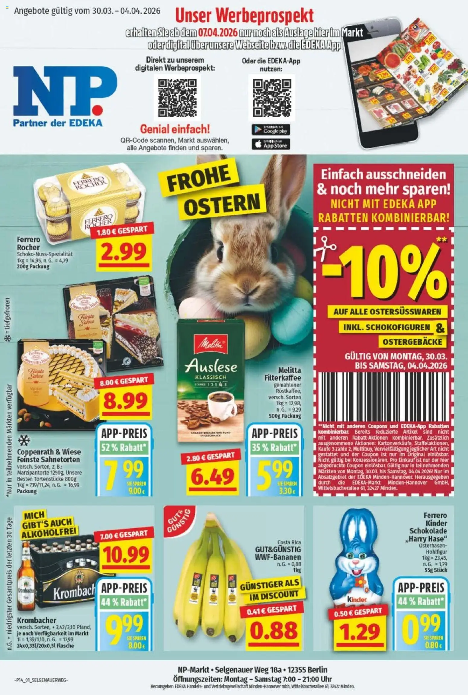NP Discount Prospekt – gültig ab 30.03.2026 | Seite: 1 | Produkte: Melitta, Ferrero rocher, Krombacher, Sahne