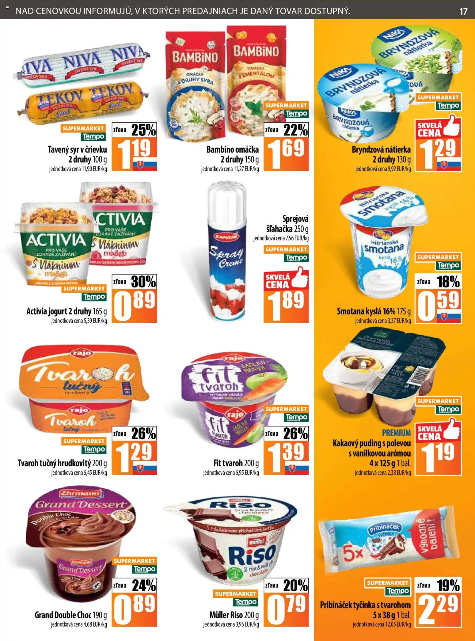Nové COOP Jednota akcie – leták je platný od 23.10.2025 | Strana: 17 | Produkty: Syr, Jogurt, Tvaroh, Šľahačka