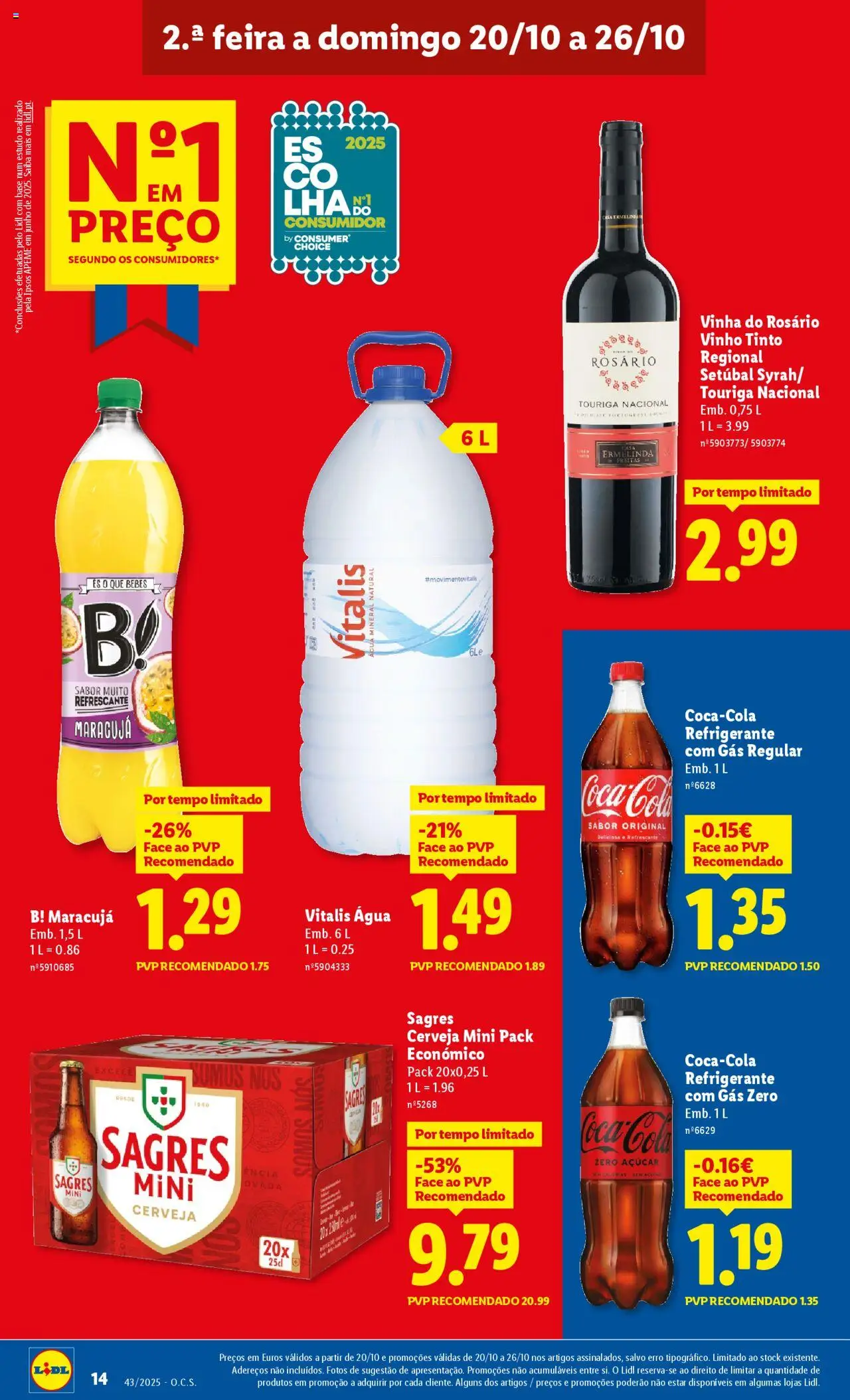 Lidl folheto │ válido de 20.10.2025 | Página: 14 | Produtos: Agua, Refrigerante, Vinho, Soda
