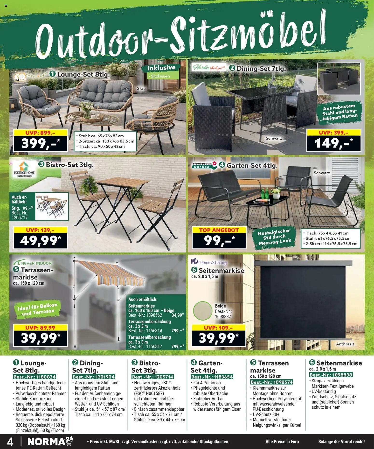 Norma Bestellmagazin April 2026 – gültig ab 01.04.2026 | Seite: 4 | Produkte: Top, Tisch, Stuhl