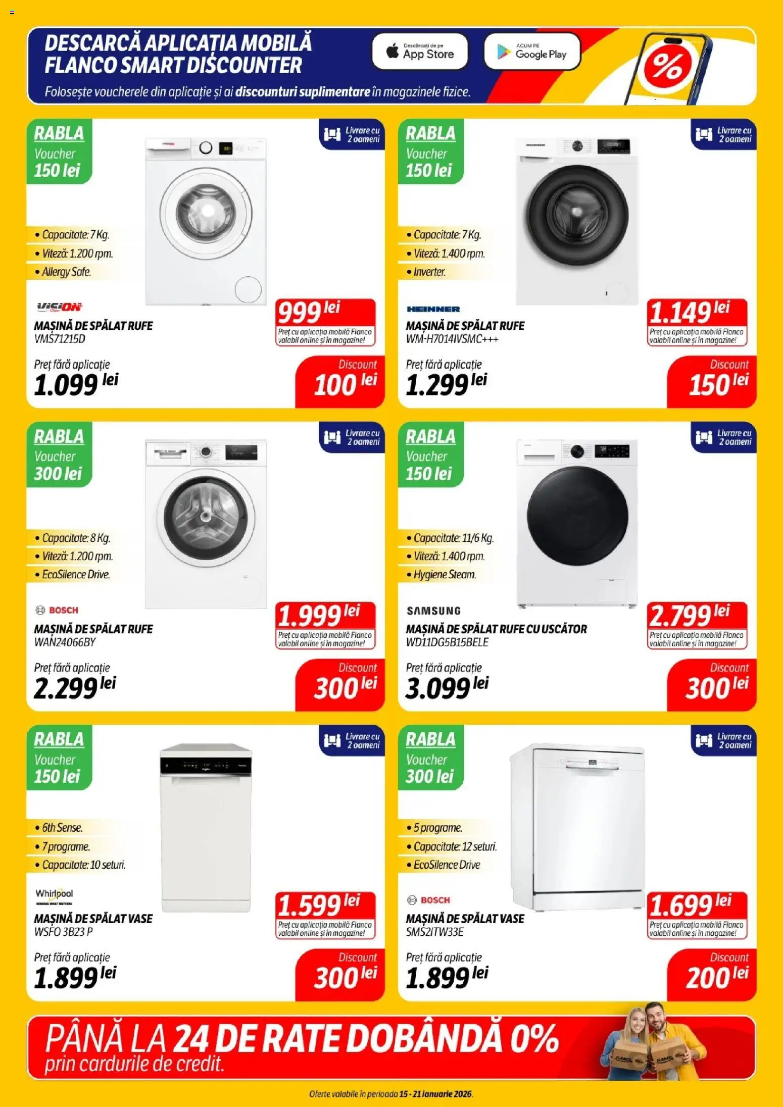 Noul catalog Flanco – valabil de la 15.01.2026 | Pagină: 6 | Produse: Mașină De Spălat, Uscător, Mașină De Spălat Vase