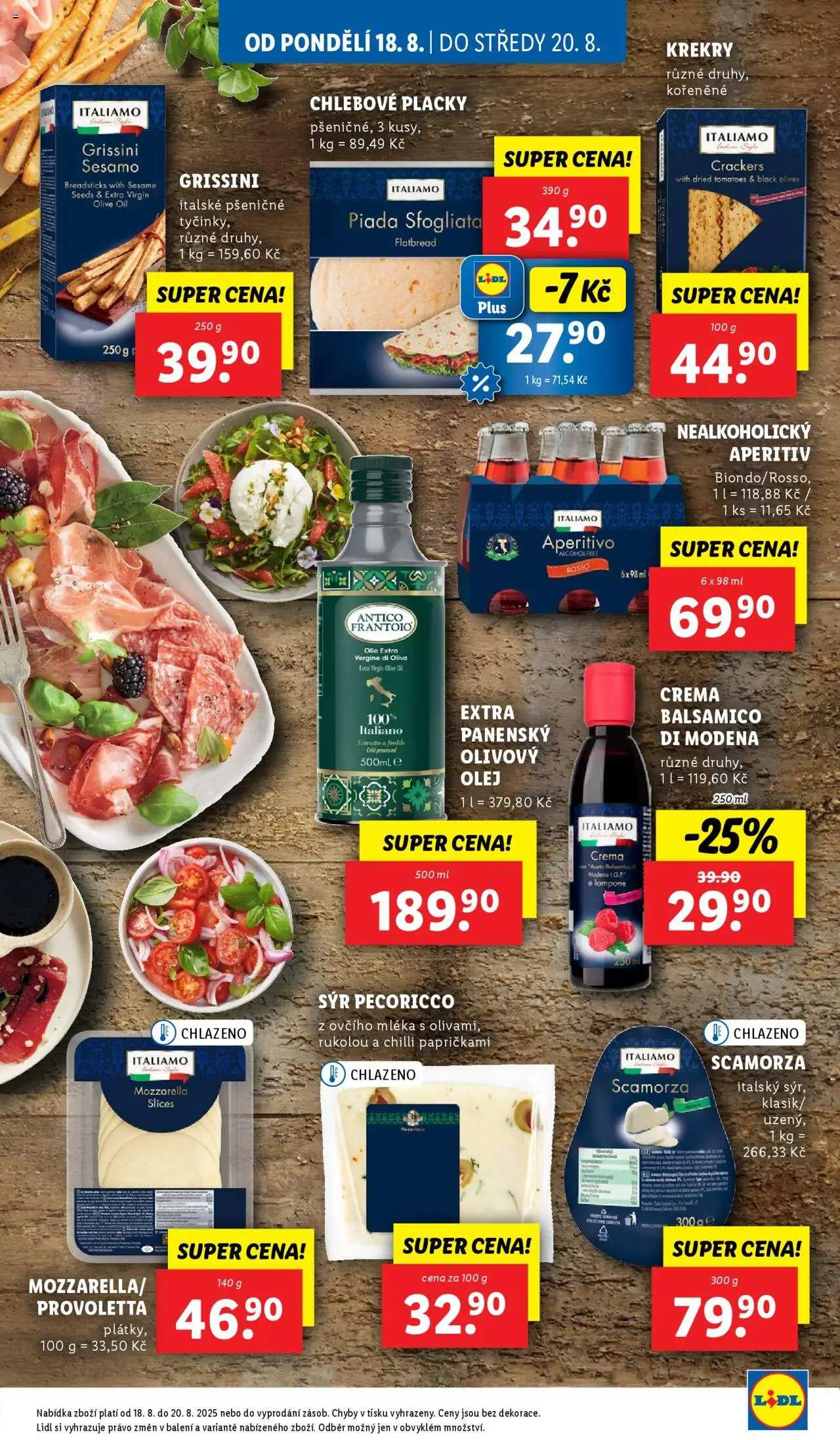Lidl leták od 18.08.2025 | Strana: 17 | Produkty: Olivový olej, Grissini, Crema, Mozzarella