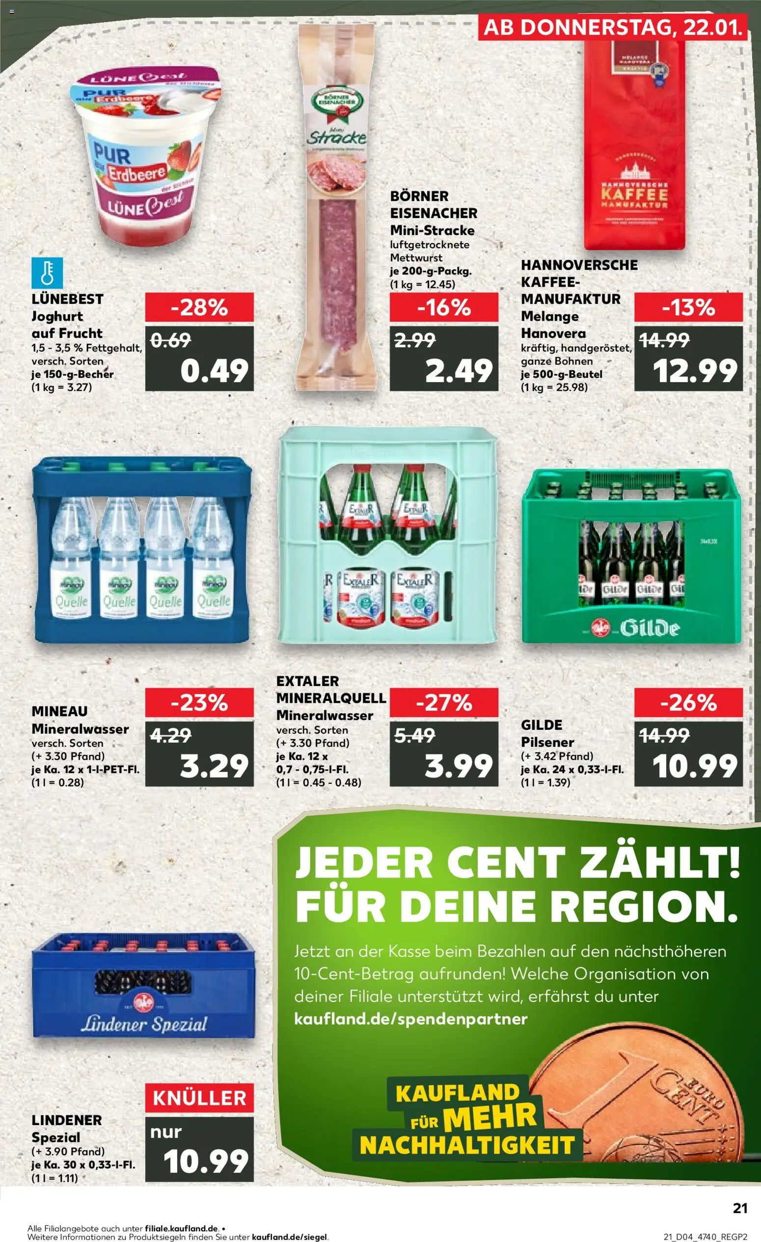 Kaufland prospekt Hannover	 – gültig ab 25.01.2026 | Seite: 21 | Produkte: Joghurt, Kaffee, Mineralwasser