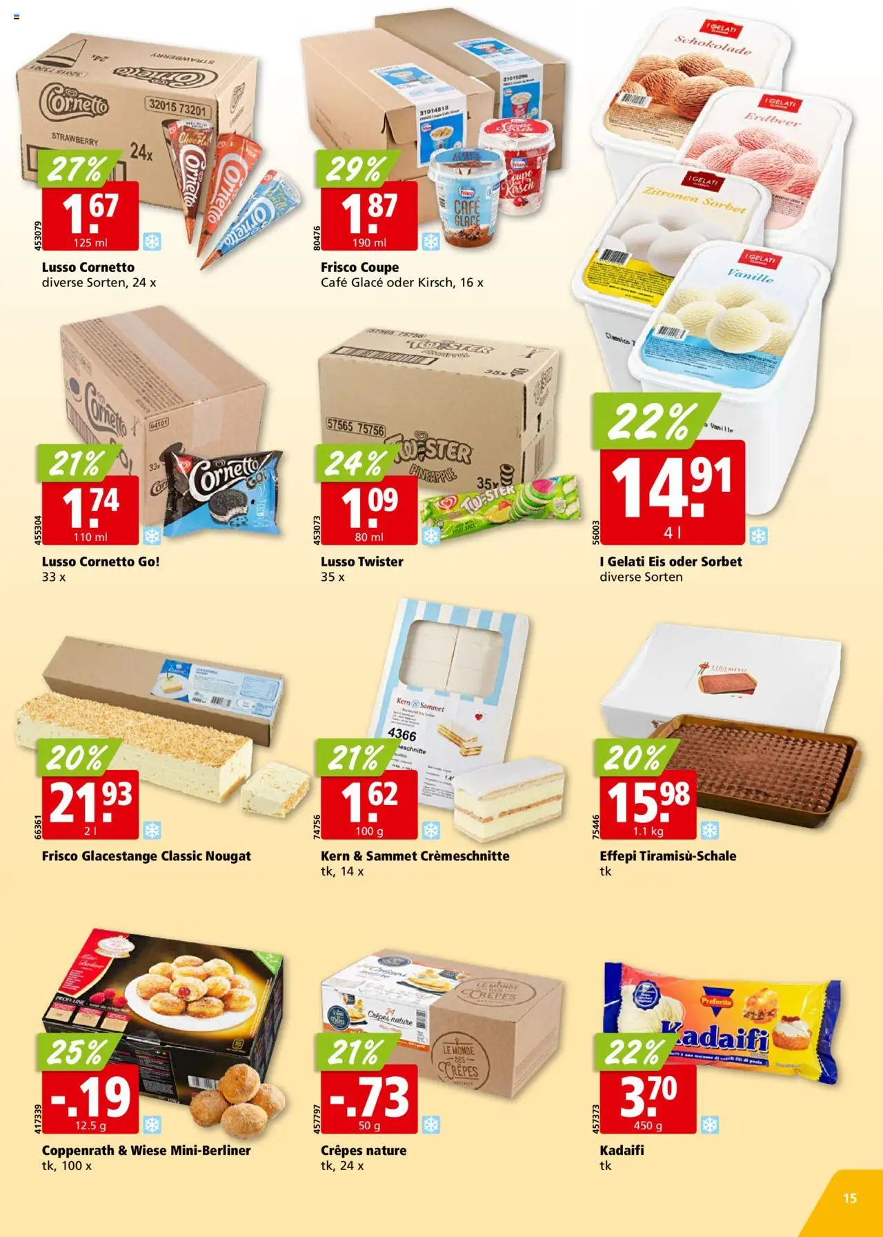 Aligro Aktionen – gültig ab 15.09.2025 | Seite: 15 | Produkte: Kammerjunker, Glace, Schokolade, Eis