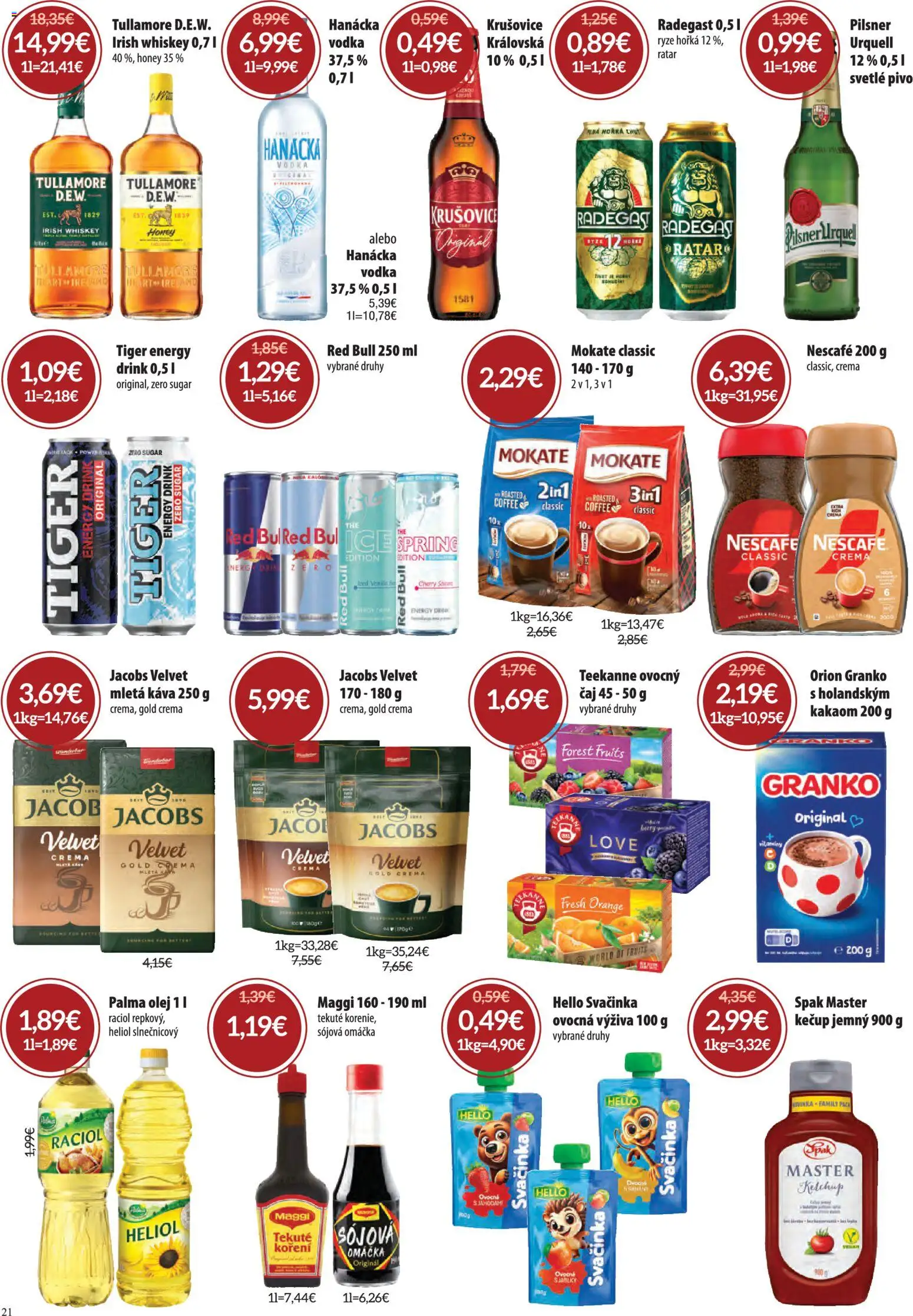 Nové Nitrazdroj akcie – leták je platný od 05.03.2026 | Strana: 21 | Produkty: Olej, Čaj, Radegast, Omáčka