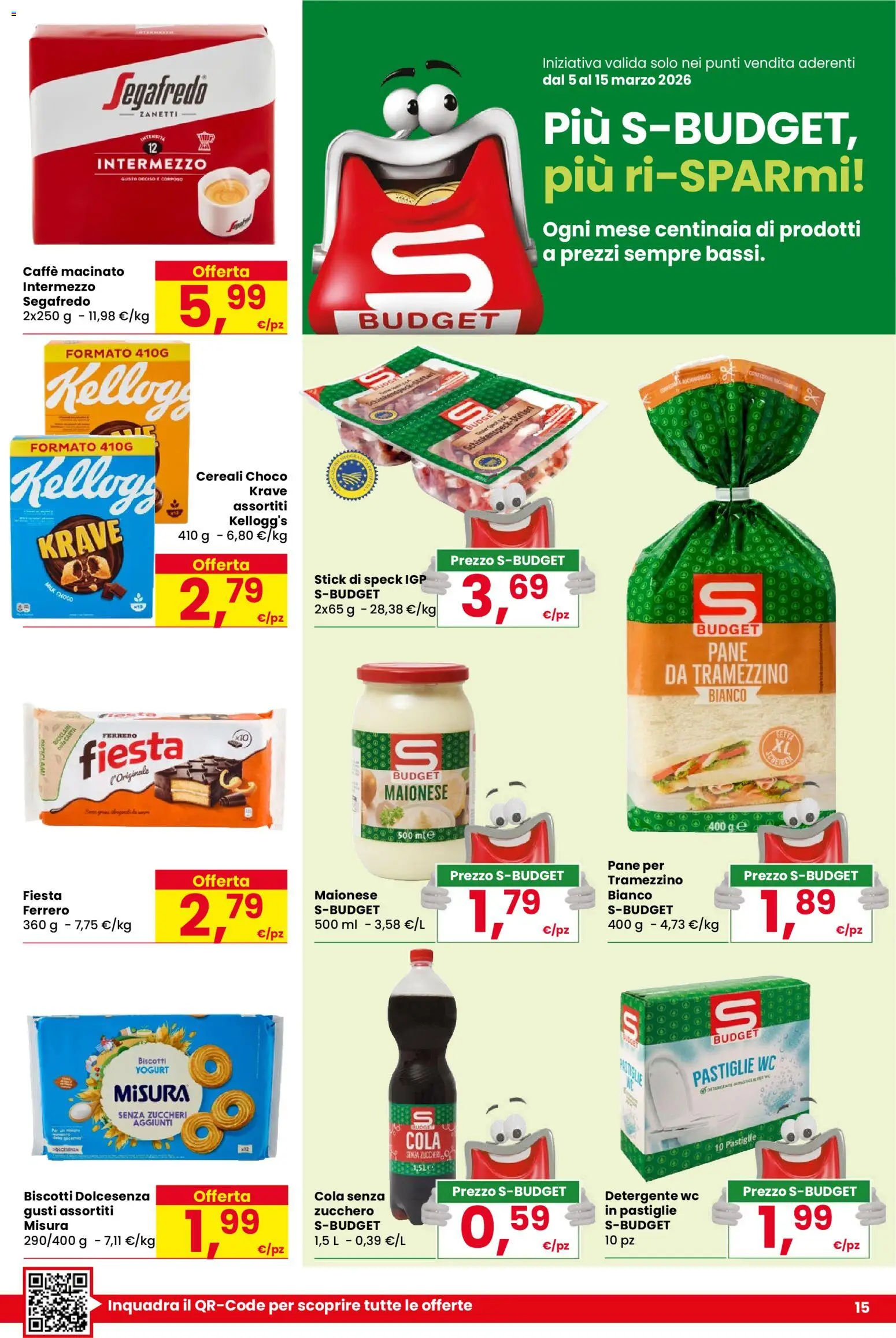 Volantino Despar del 05.03.2026 | Pagina: 15 | Prodotti: Speck, Biscotti, Zucchero, Tramezzino