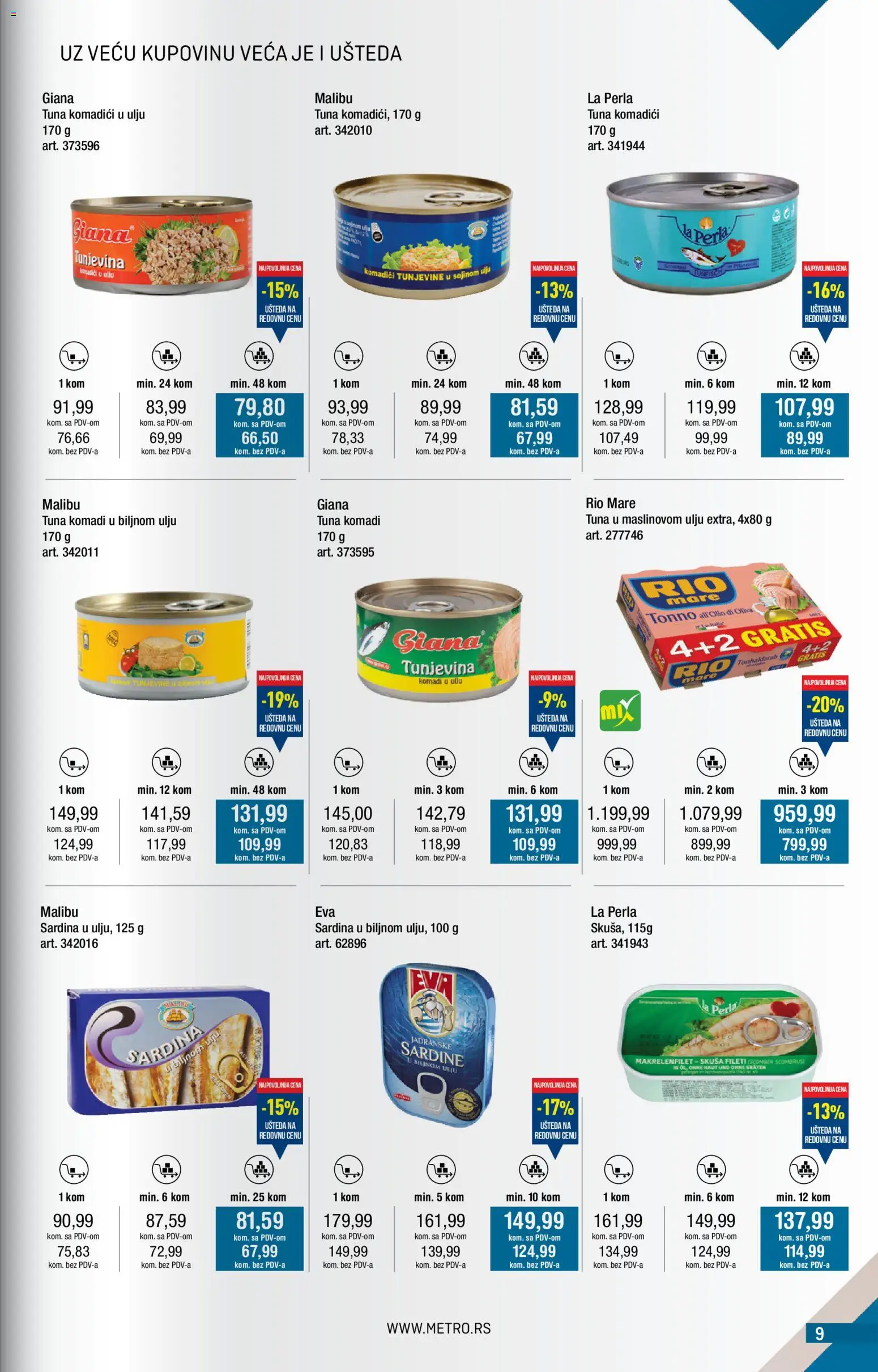 Metro katalog - važi od 01.12.2025 | Strana: 9 | Proizvode: Skuša, Rio mare, Sardina