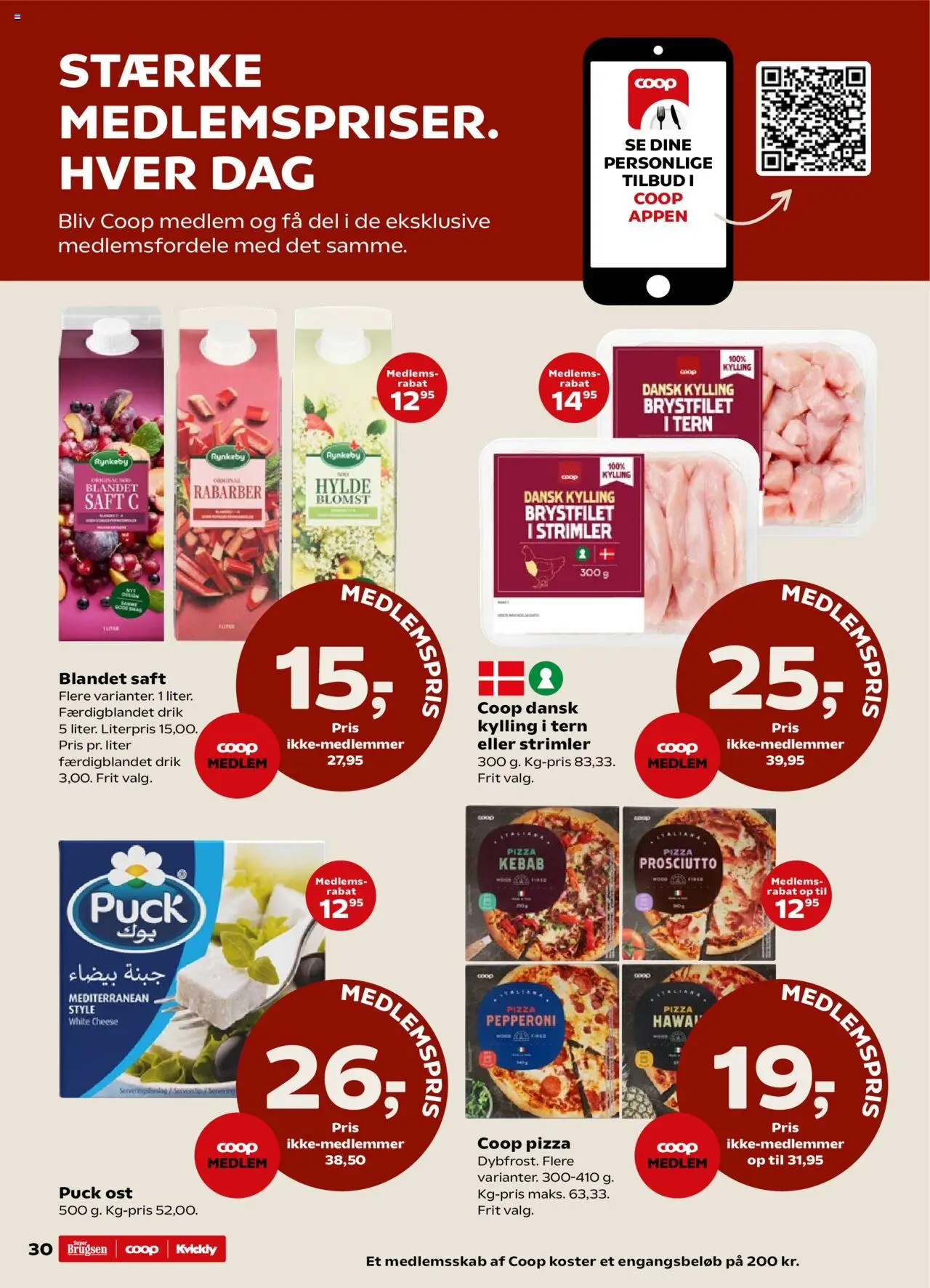 Super Brugsen Tilbudsavis gyldig fra 06.06.2025 | Side: 30 | Produkter: Rabarber, Ost, Pizza, Juice