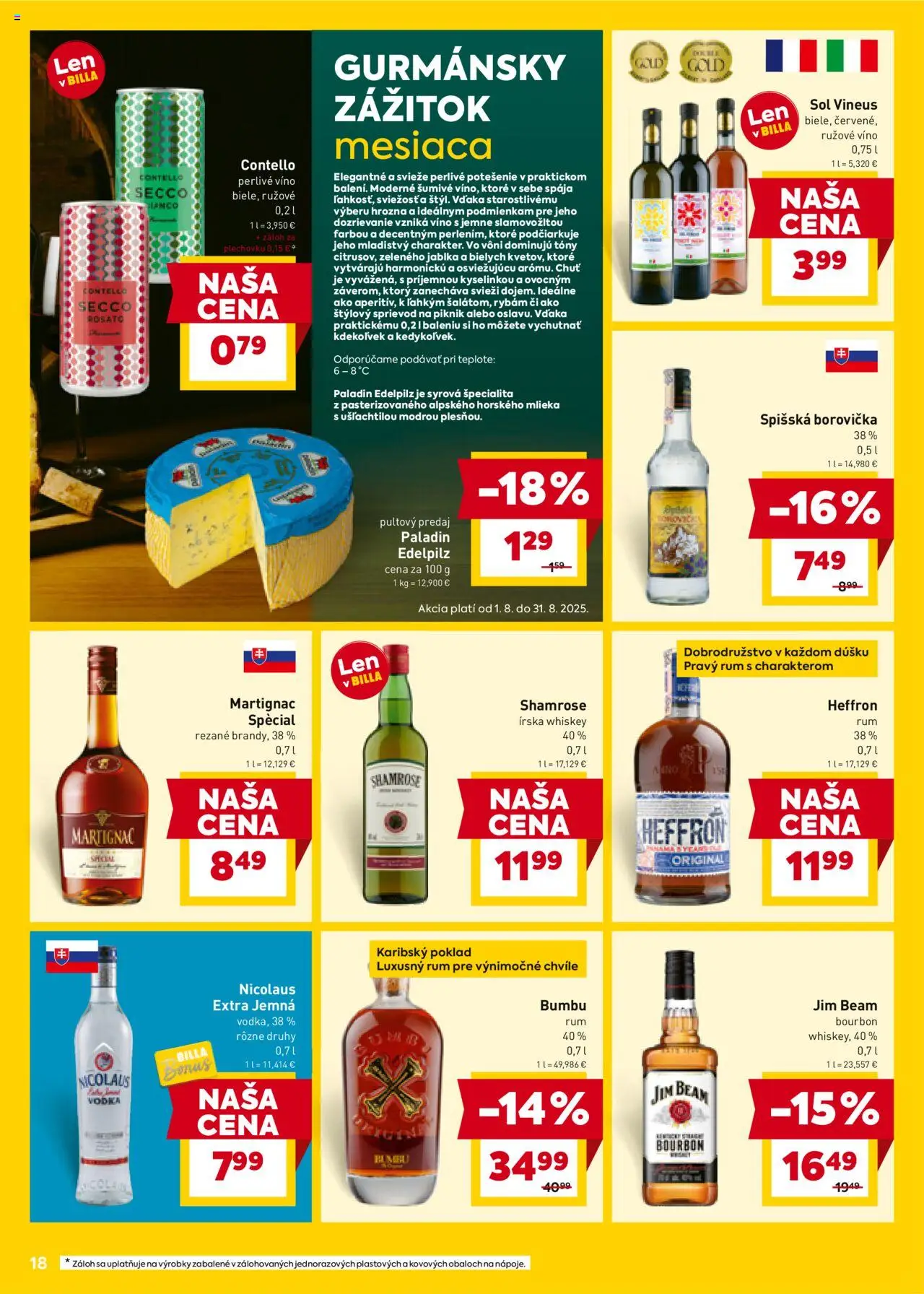 Billa leták │ platný od 30.07.2025 | Strana: 18 | Produkty: Jim Beam, Víno, Jablká, Perlivé víno
