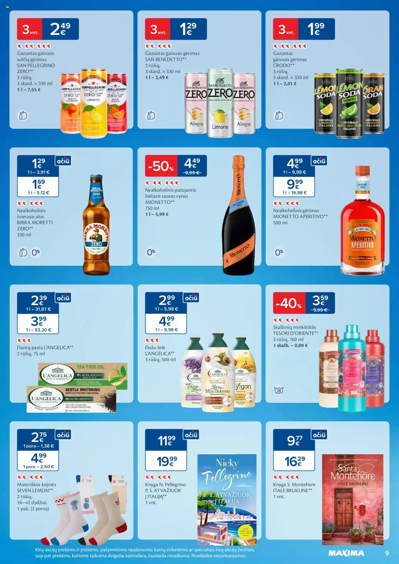 MAXIMA leidinys│galioja nuo 17.06.2025 | Puslapis: 9 | Prekių: Kojinės, Dušo želė, Vynas, Alus