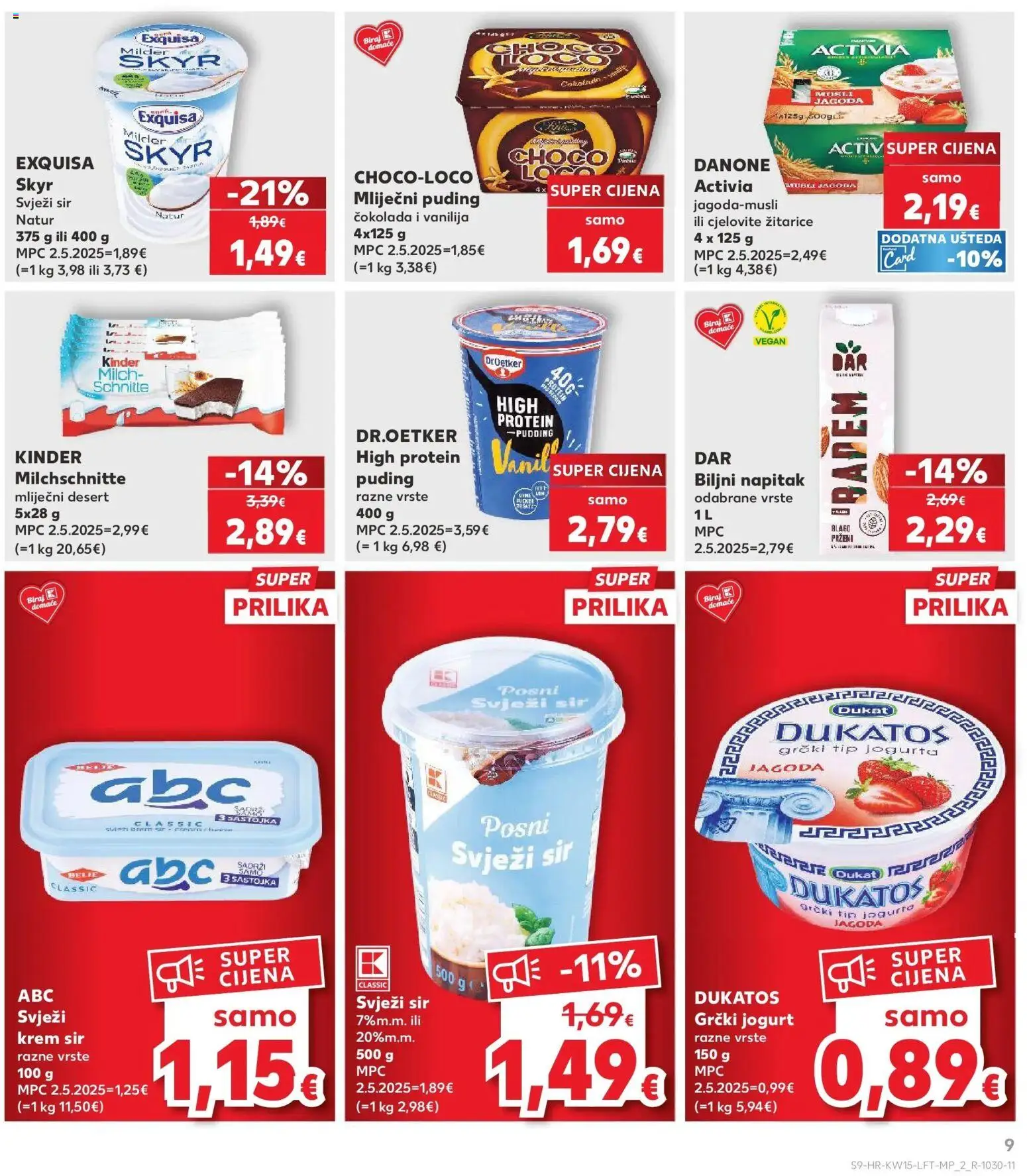 Kaufland katalog | vrijedi od 08.04.2026 | Stranica: 9 | Proizvodi: Krem sir, Jogurt, Grčki jogurt, Puding