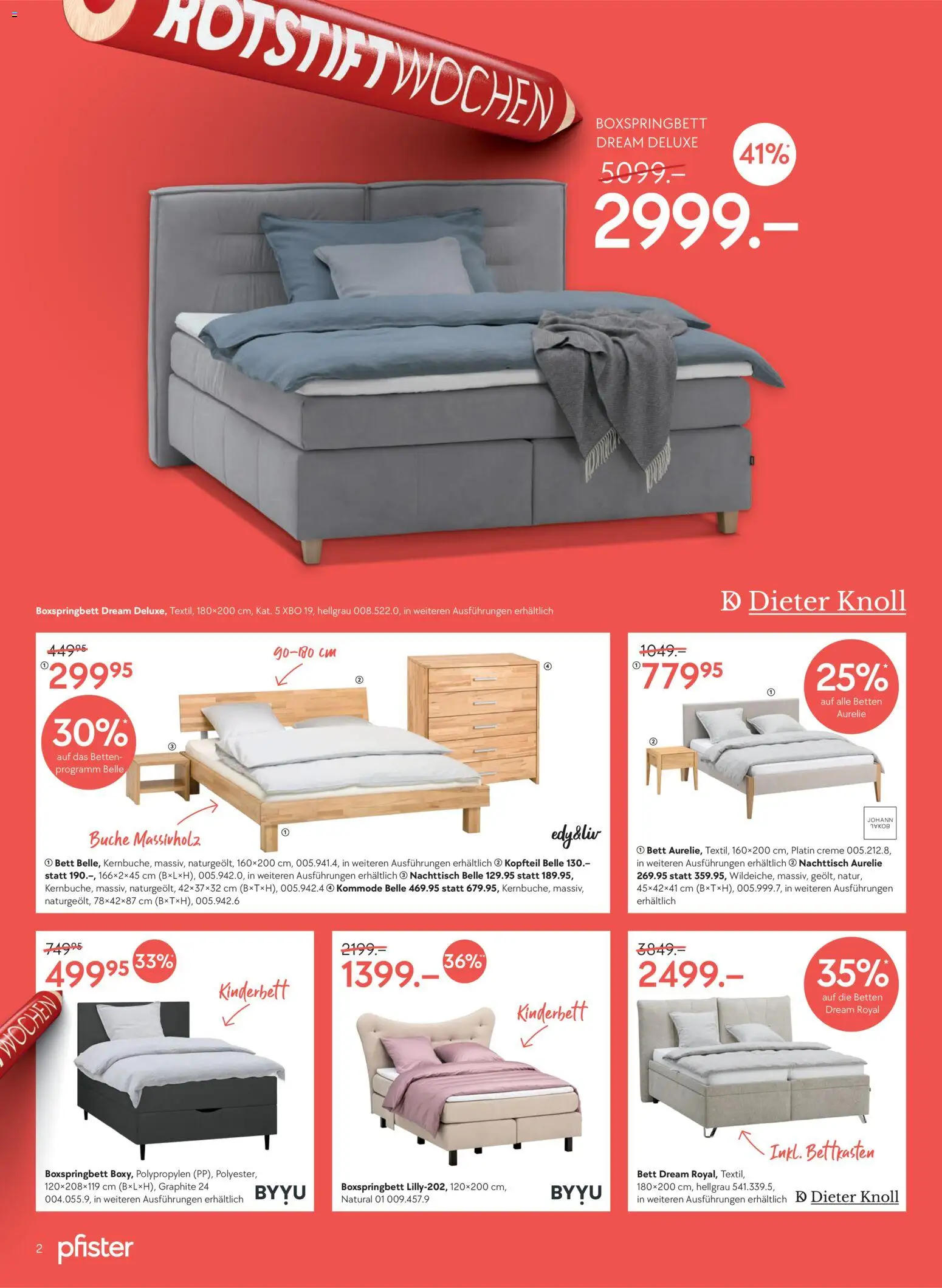 Pfister Aktionen – gültig ab 16.12.2025 | Seite: 2 | Produkte: Kommode, Nachttisch, Bett, Creme