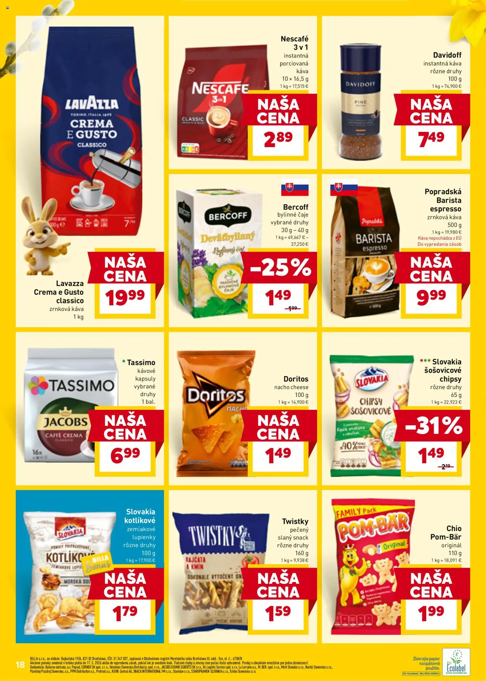 Nové Billa akcie – leták je platný od 11.03.2026 | Strana: 20 | Produkty: Davidoff, Káva, Lavazza, Tassimo