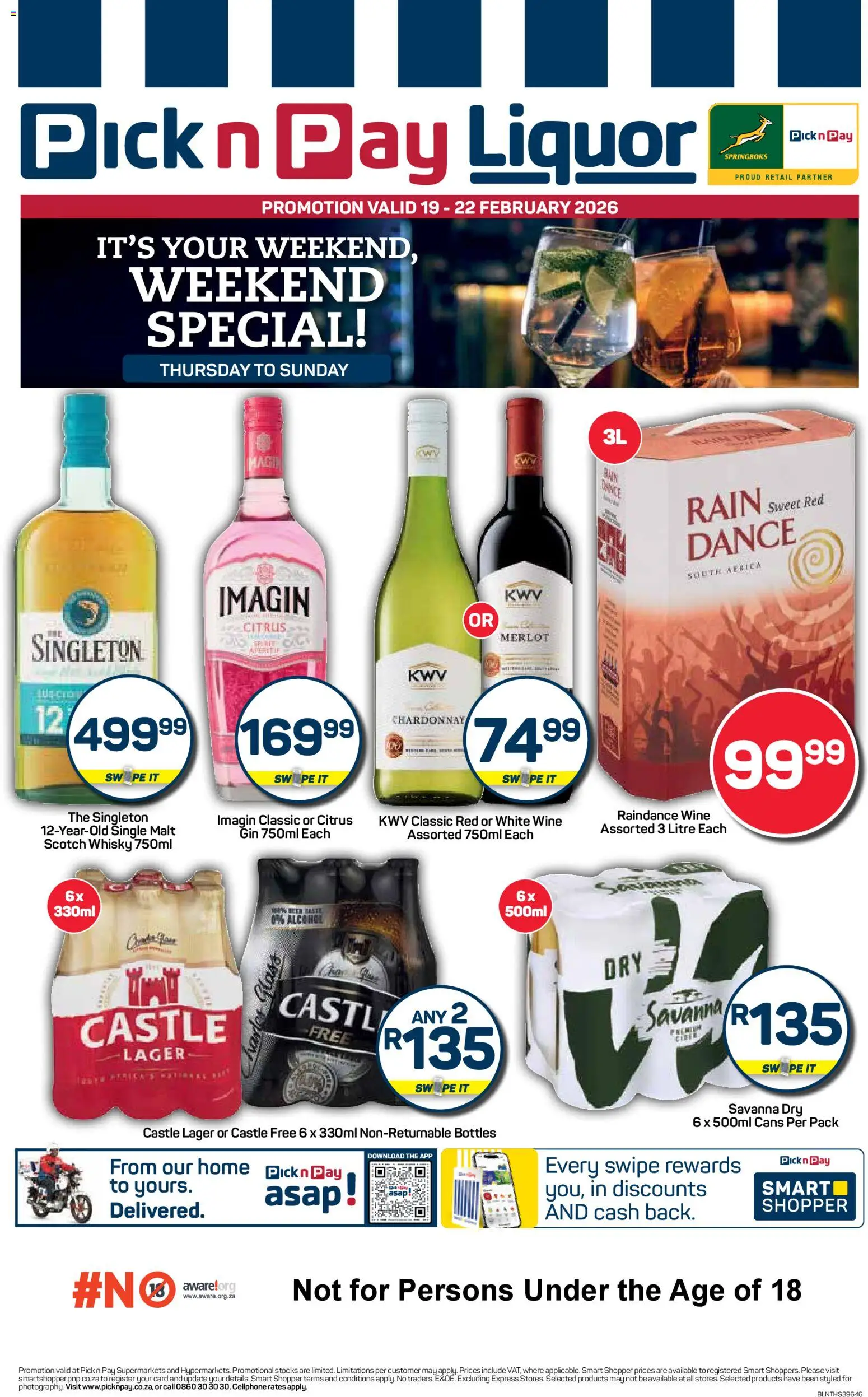 New Pick n Pay catalogue – valid from 19.02.2026 | Page: 1 | Products: Wine, Gin