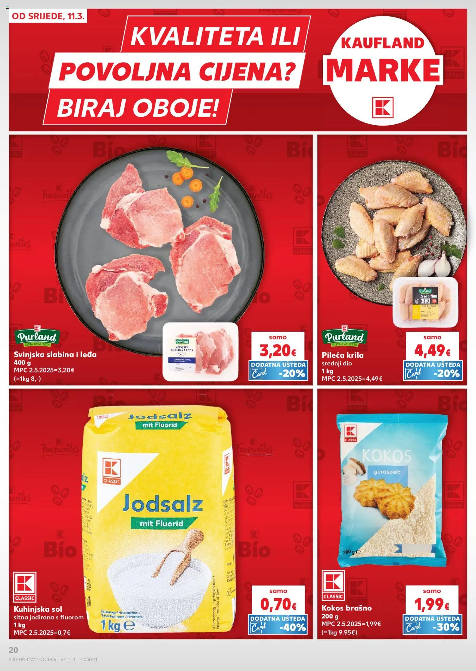 Kaufland katalog | vrijedi od 11.03.2026 | Stranica: 20 | Proizvodi: Pileća krila, Brašno, Sol