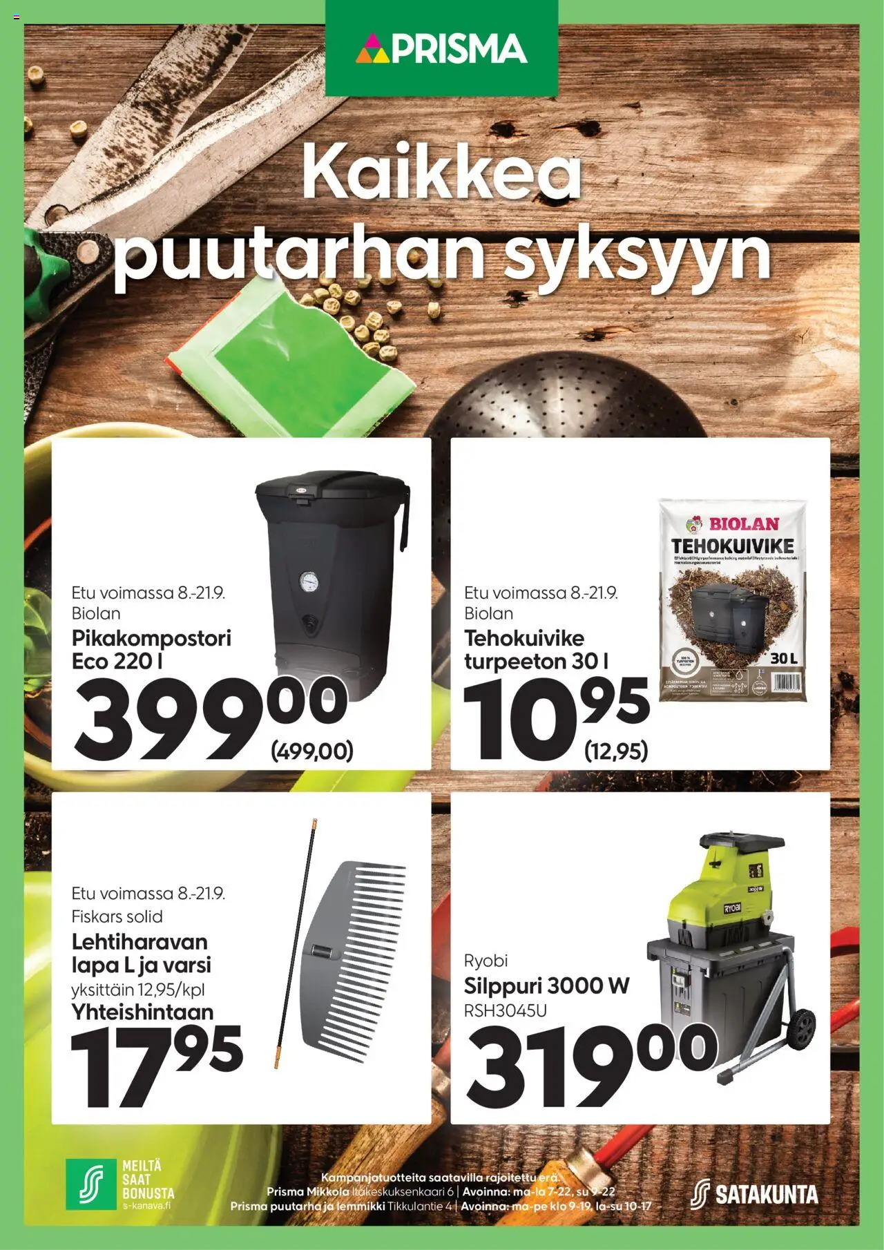 Prisma tarjoukset - Kaikkea puutarhan syksyyn – voimassa 08.09.2025 alkaen | Sivu: 1 | Tuotteet: Silppuri