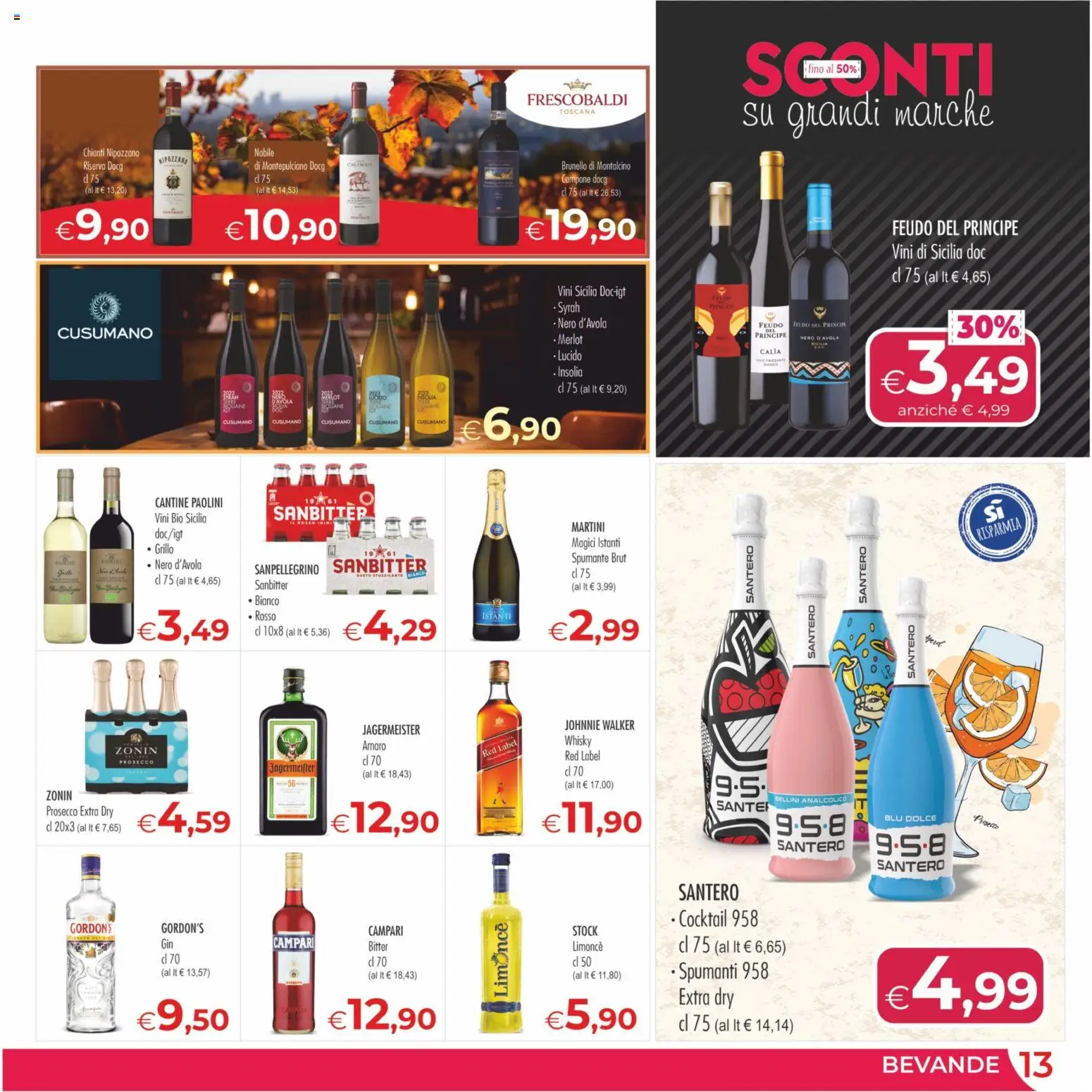 Volantino MerSi Supermercati del 04.01.2026 | Pagina: 13 | Prodotti: Prosecco, Whisky, Spumante, Amaro