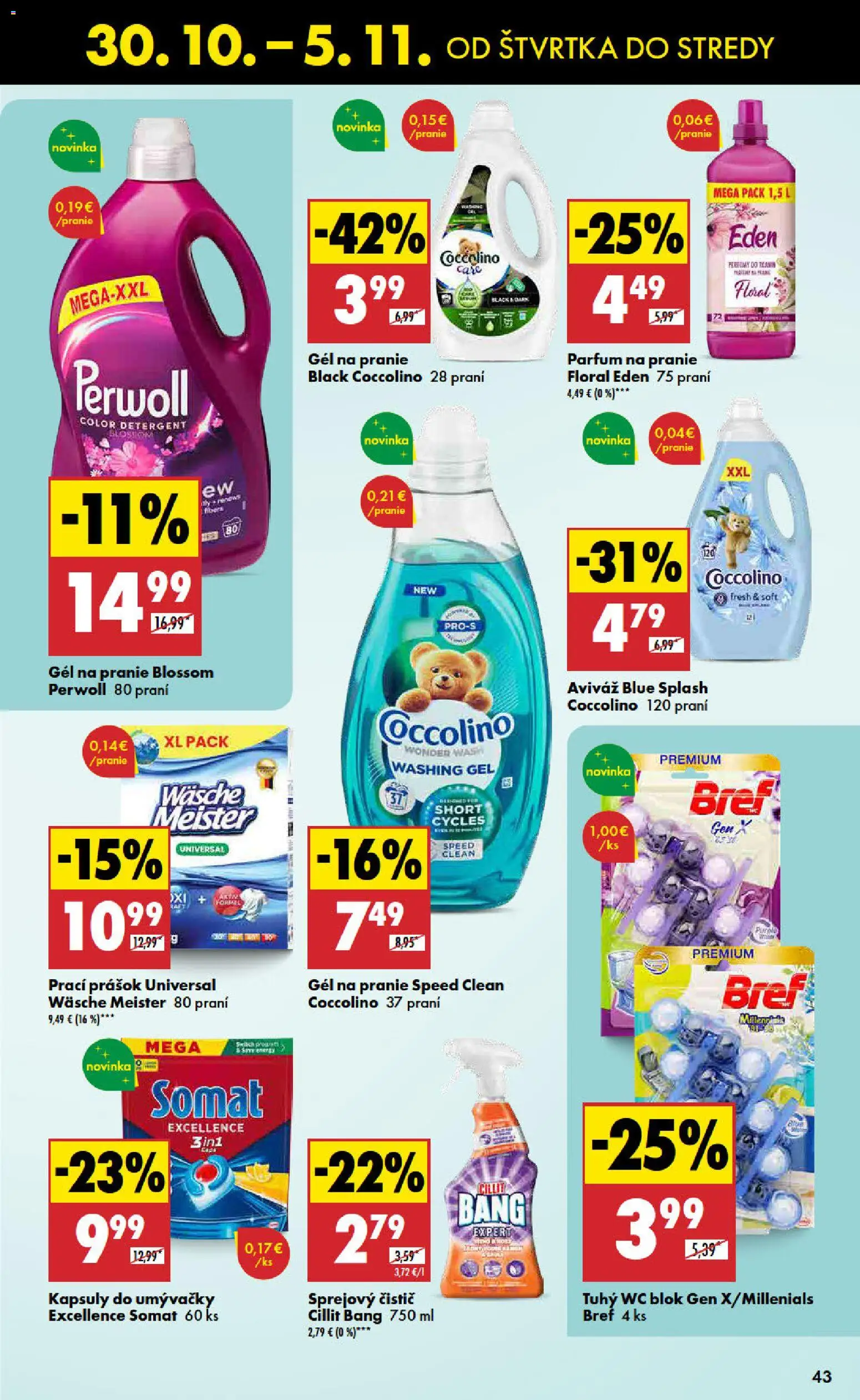 Nové Biedronka akcie – leták je platný od 30.10.2025 | Strana: 43 | Produkty: Perwoll, Prací prášok, Aviváž, Coccolino