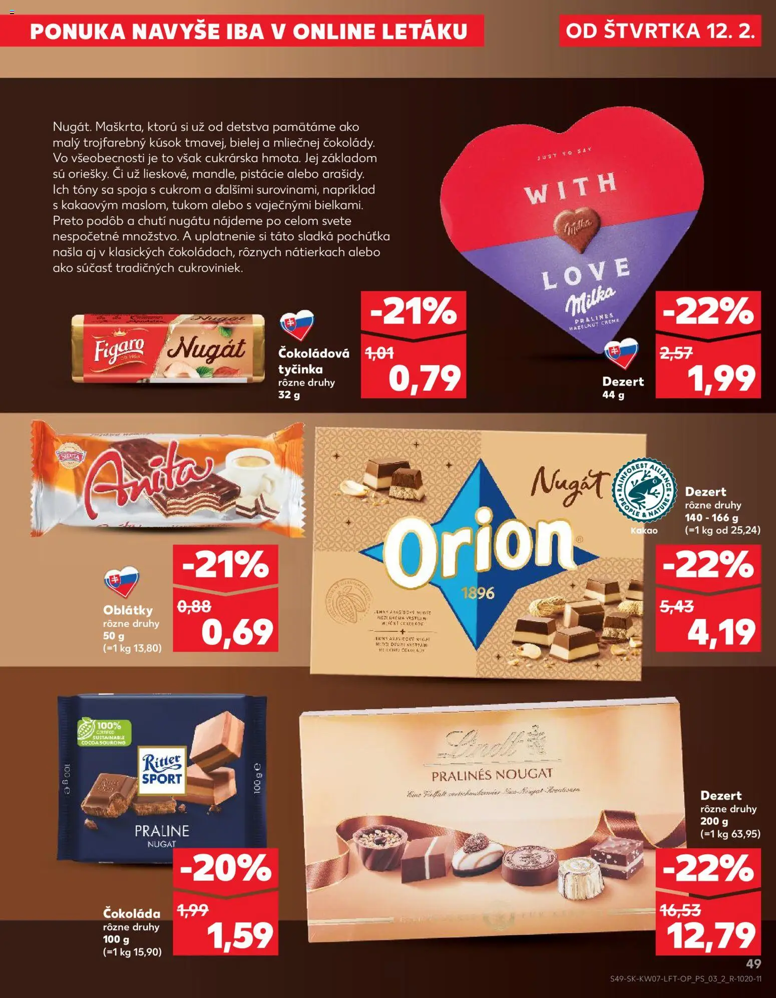Nové Kaufland akcie – leták je platný od 12.02.2026 | Strana: 49 | Produkty: Čokoláda, Milka, Pistácie, Kakao