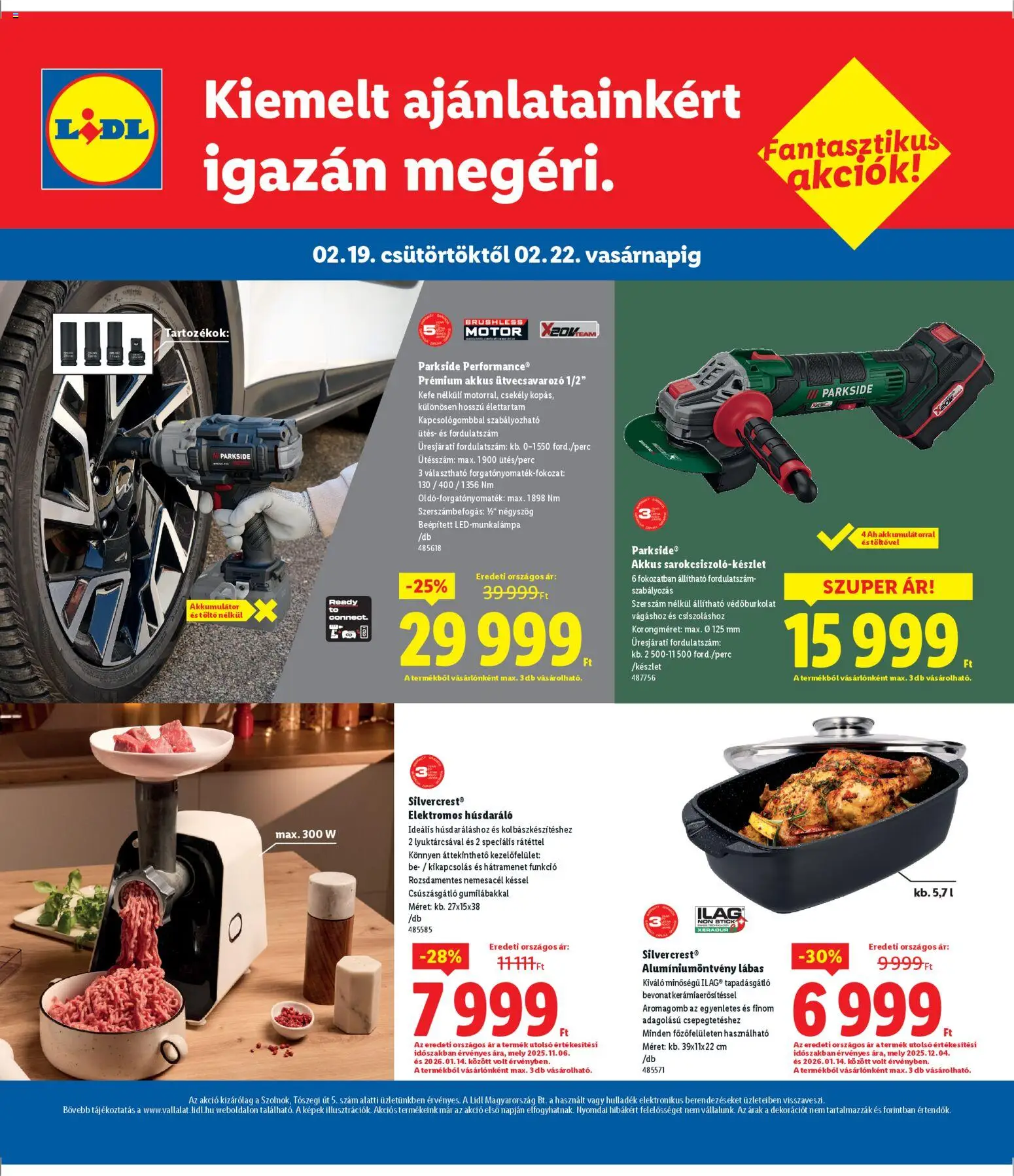 Lidl akciós ujság - amely érvényes a következő dátumtól: 19.02.2026 | Oldal: 4 | Termékek: Parkside, Húsdaráló, Akkumulátor, Kefe