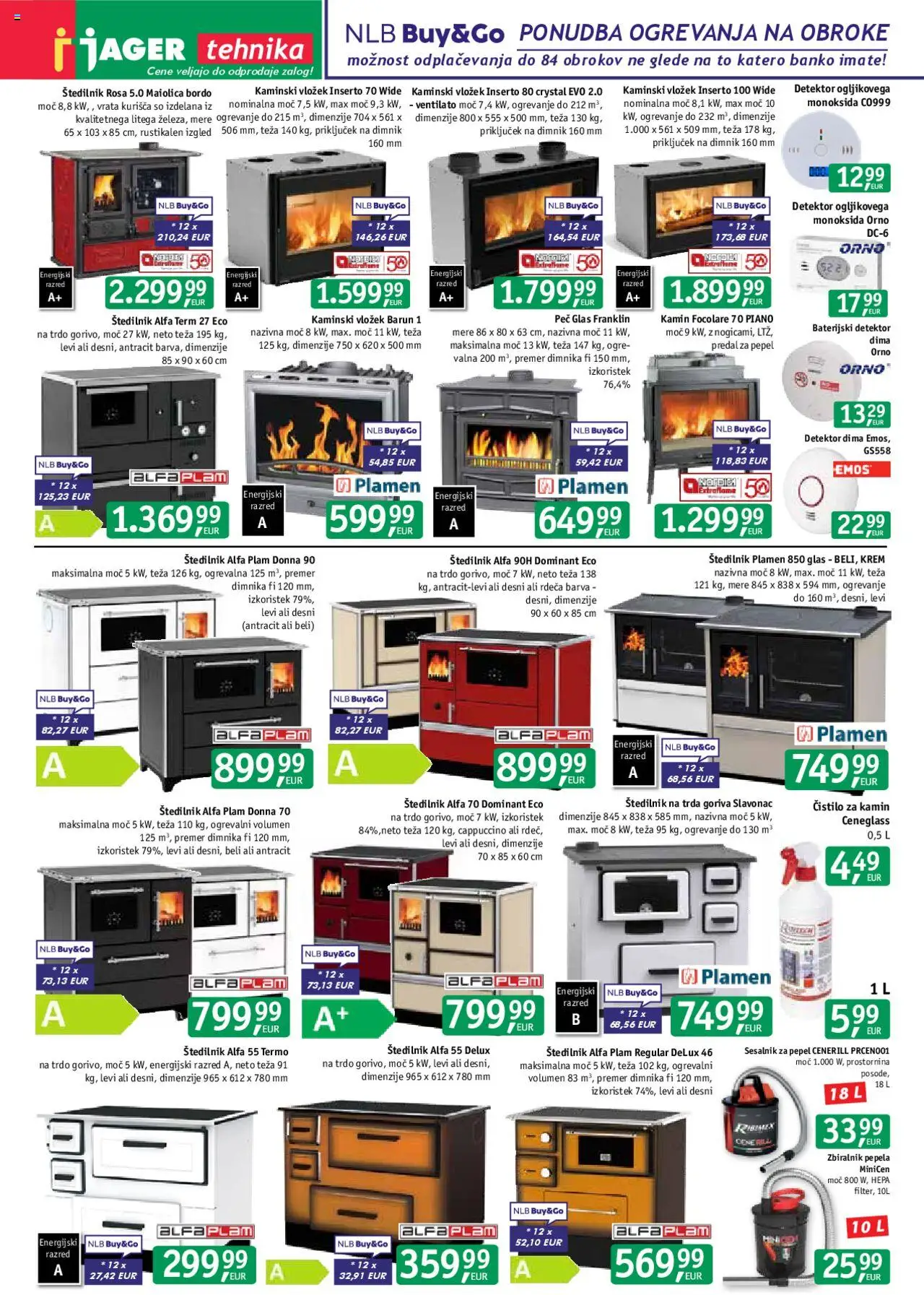 Novi Jager katalog ponudbe – veljaven od 15.10.2025 | Stran: 13 | Izdelki: Teza, Štedilnik, Sesalnik, Vrata